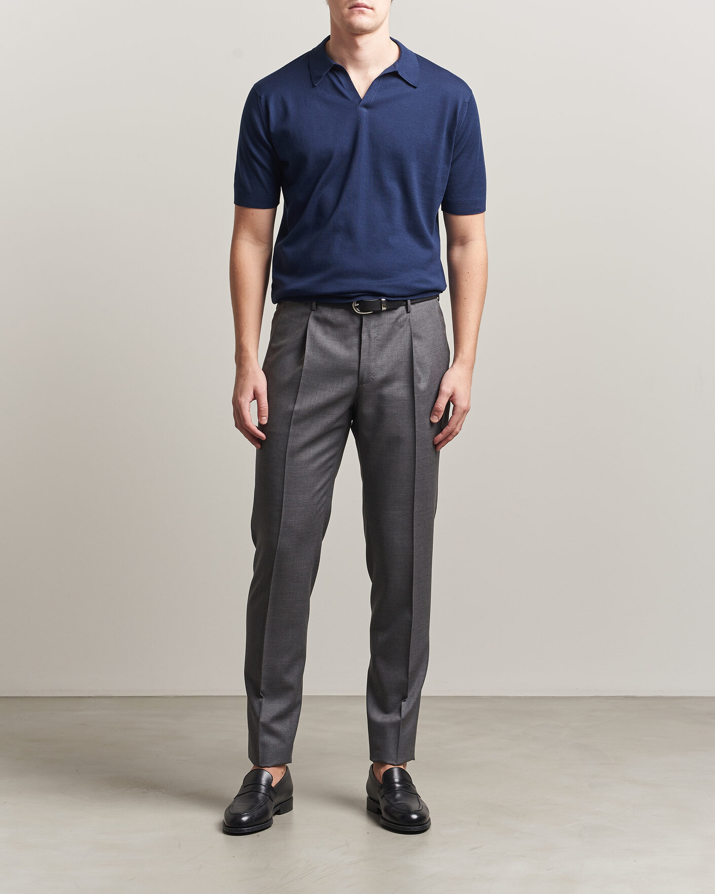 Herre | Pikéer | John Smedley | Noah Open Collar Sea Island Polo French Navy