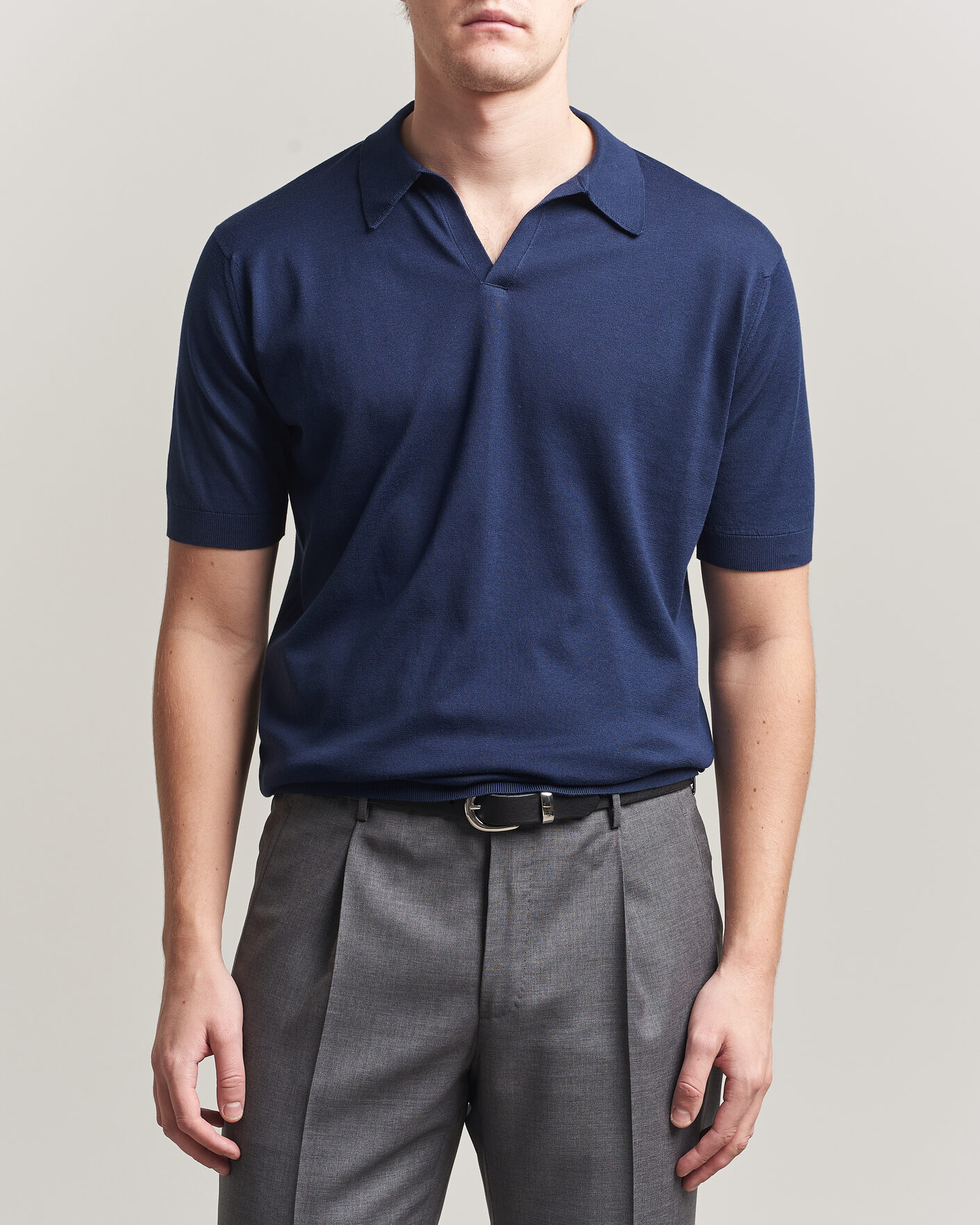 Herre | Pikéer | John Smedley | Noah Open Collar Sea Island Polo French Navy