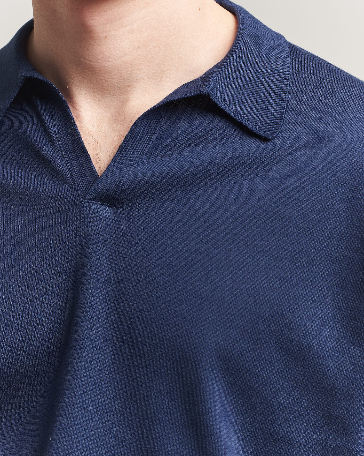 Herre | Pikéer | John Smedley | Noah Open Collar Sea Island Polo French Navy