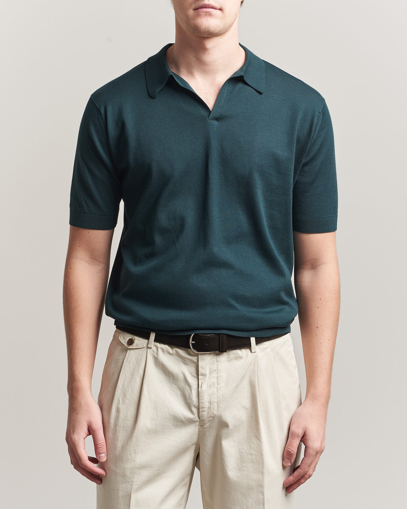 Herre | Pikéer | John Smedley | Noah Open Collar Sea Island Polo Rainforest