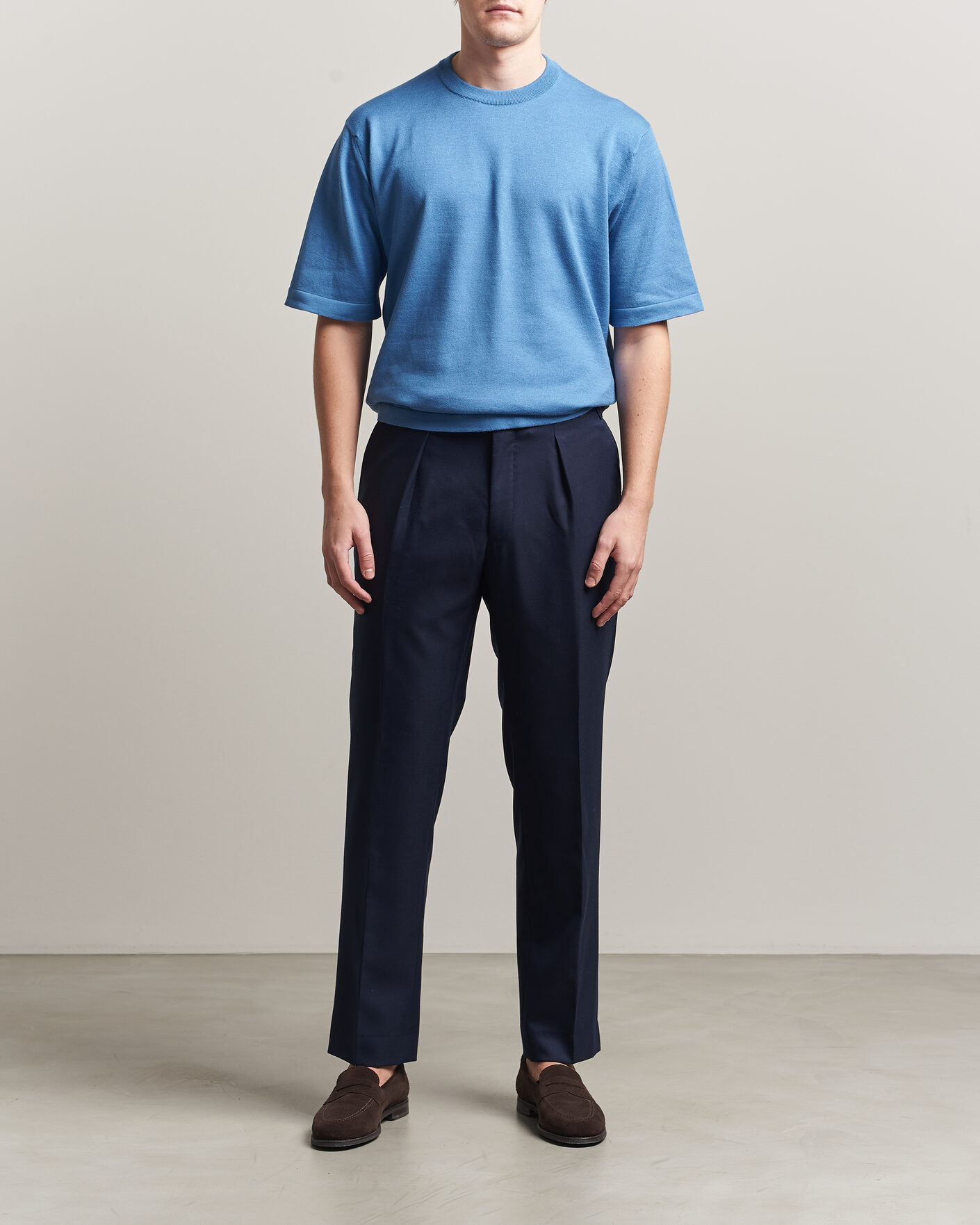 Herre | T-Shirts | John Smedley | Tindall Sea Island Cotton T-Shirt Skye Blue