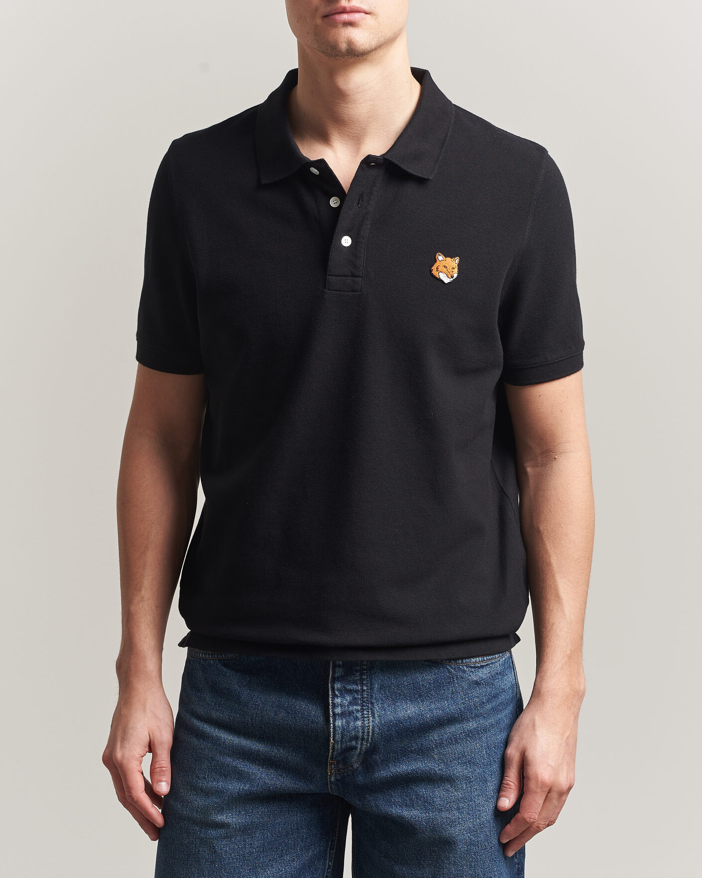 Herre | Pikéer | Maison Kitsuné | Fox Head Polo Black