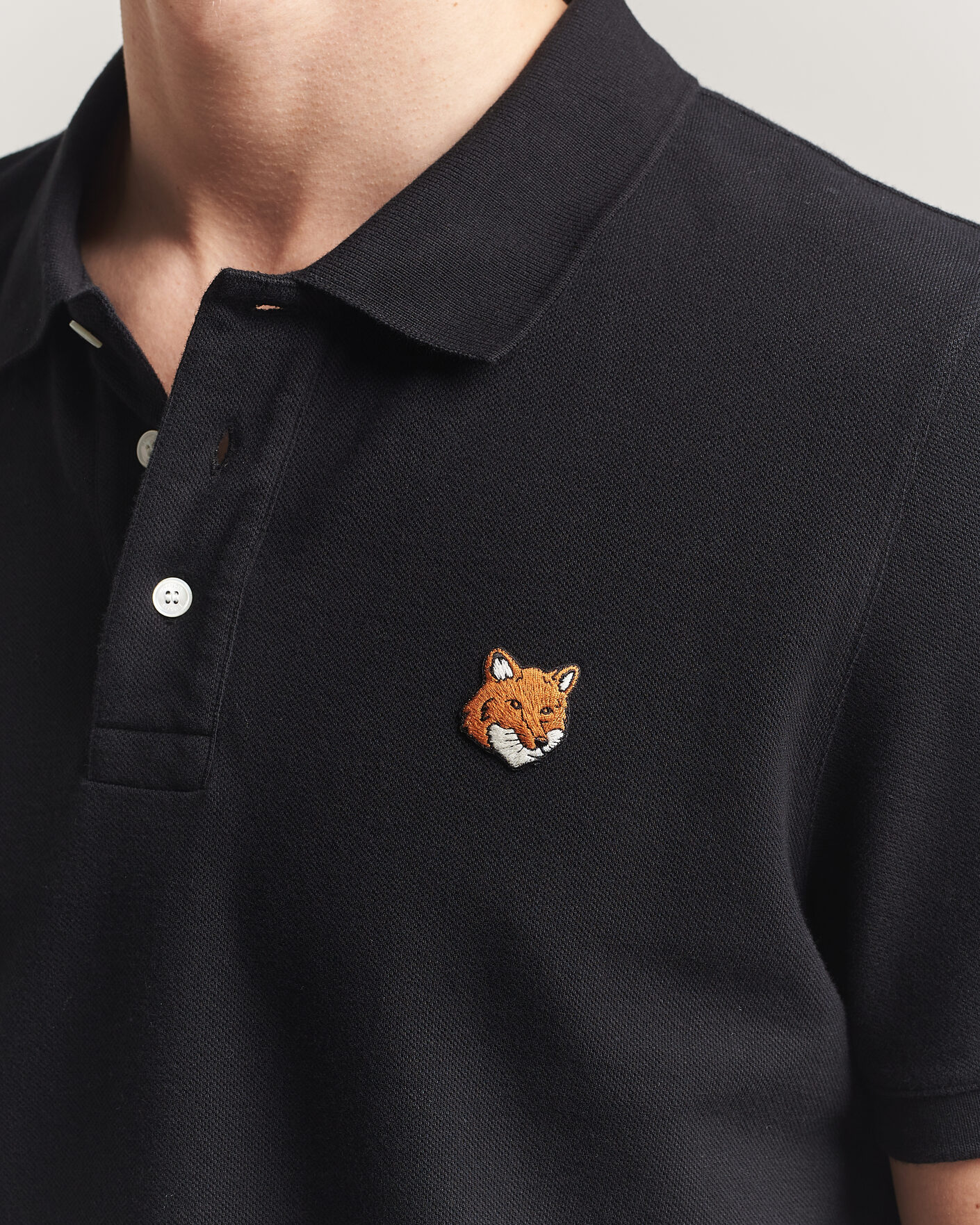 Herre | Pikéer | Maison Kitsuné | Fox Head Polo Black