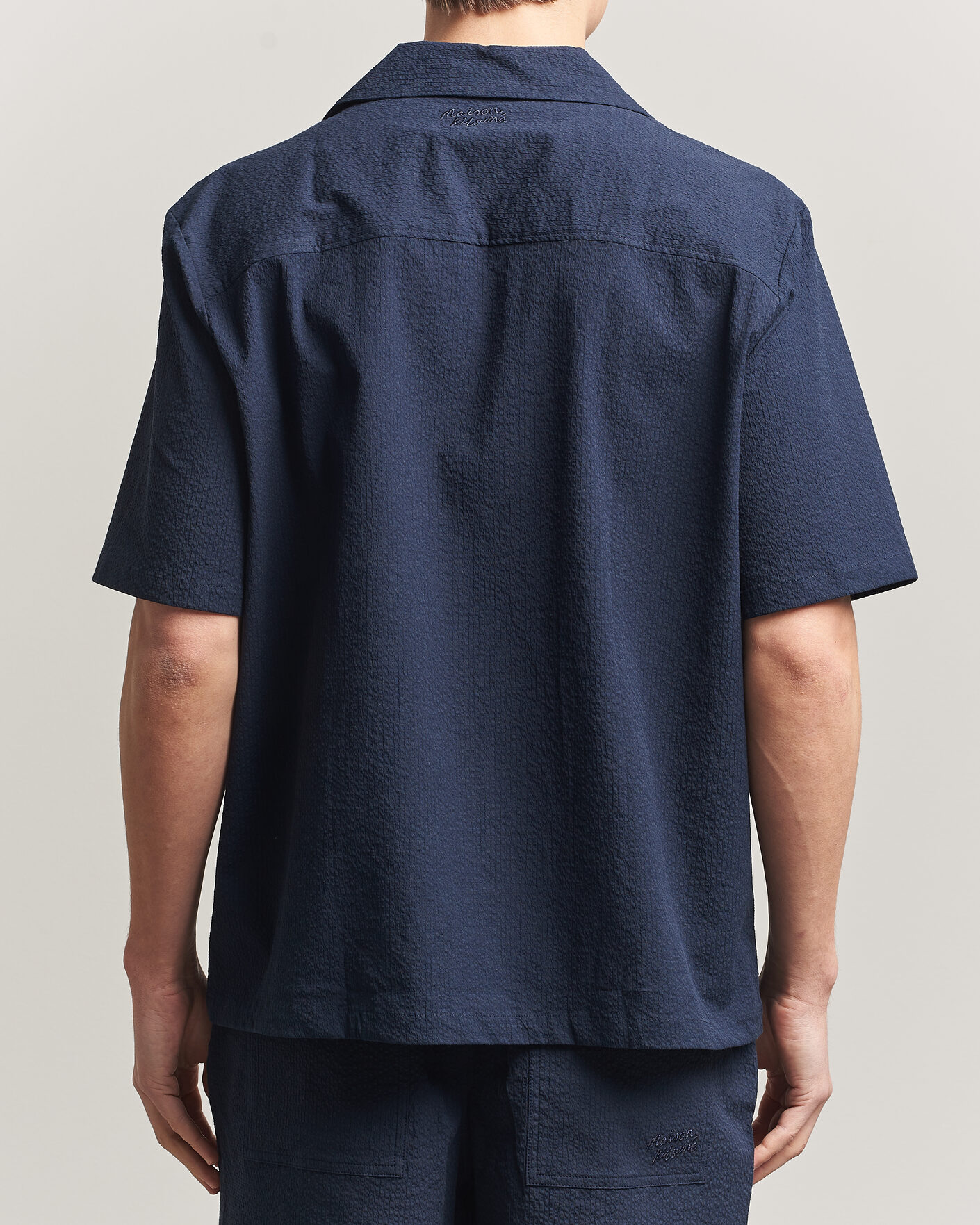 Herre | Skjorter | Maison Kitsuné | Seersucker Resort Shirt Navy