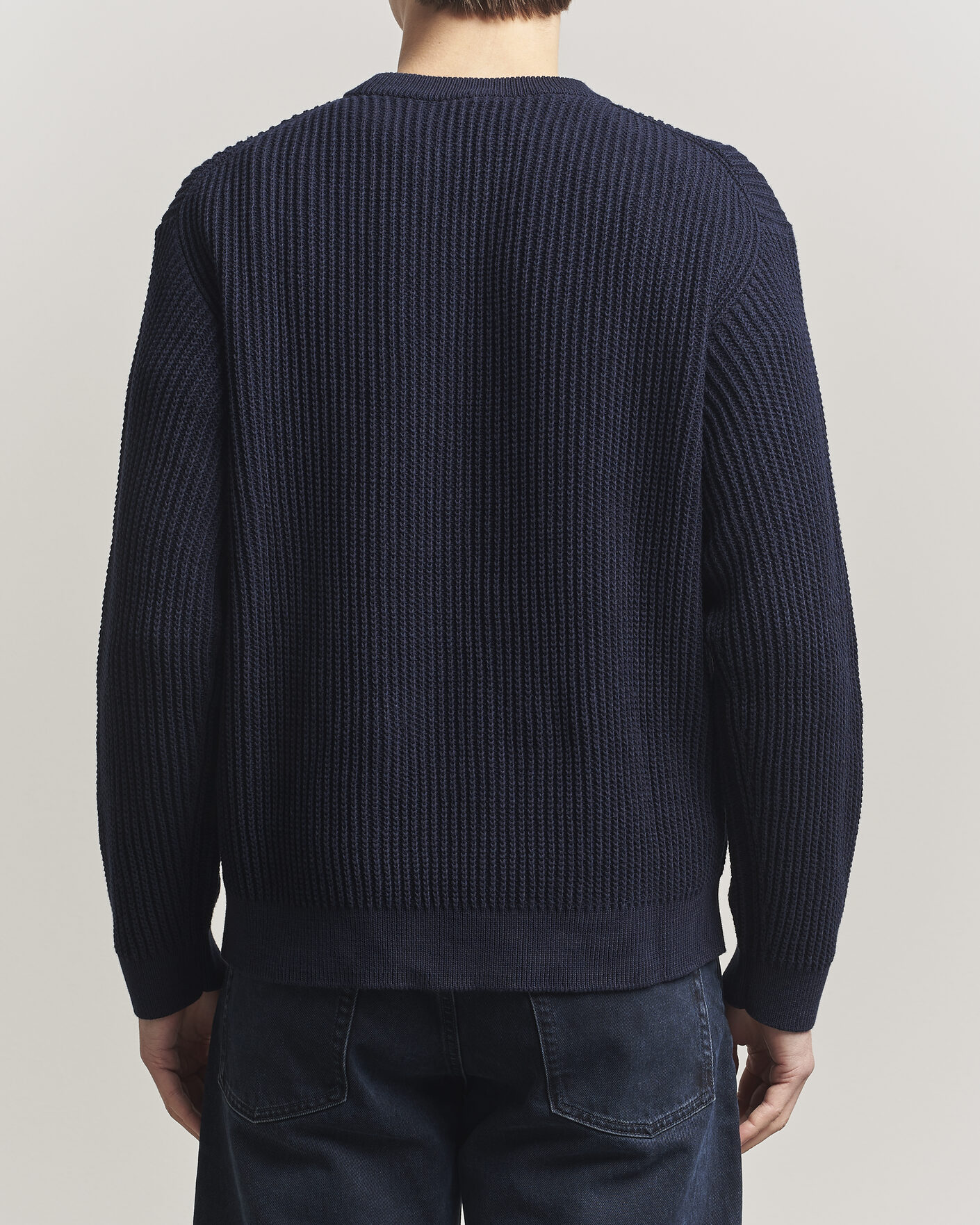 Herre | Gensere | Maison Kitsuné | Tonal Fox Head Rib Knitted Sweater Navy