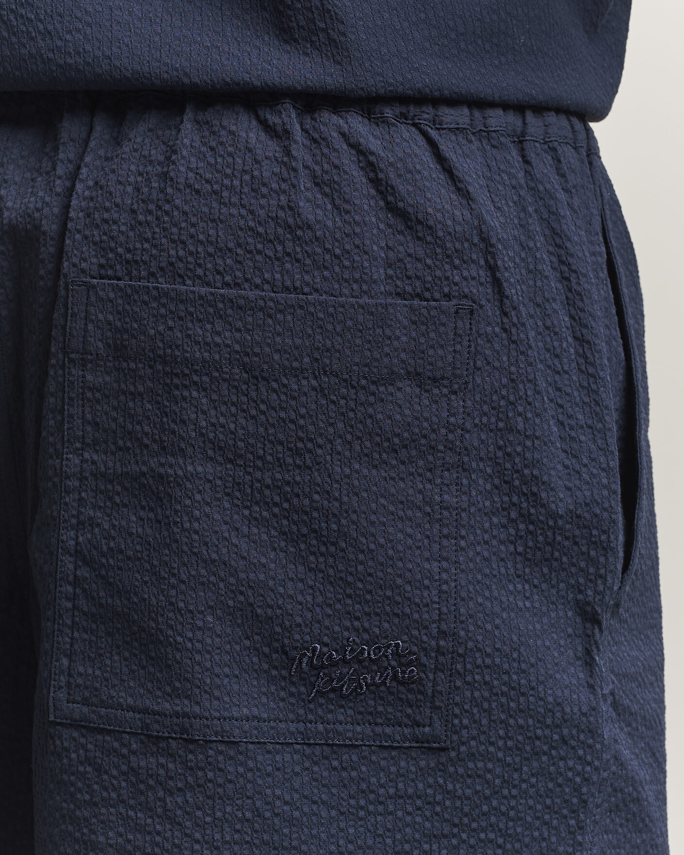 Herre | Shorts | Maison Kitsuné | Seersucker Drawstring Shorts Navy