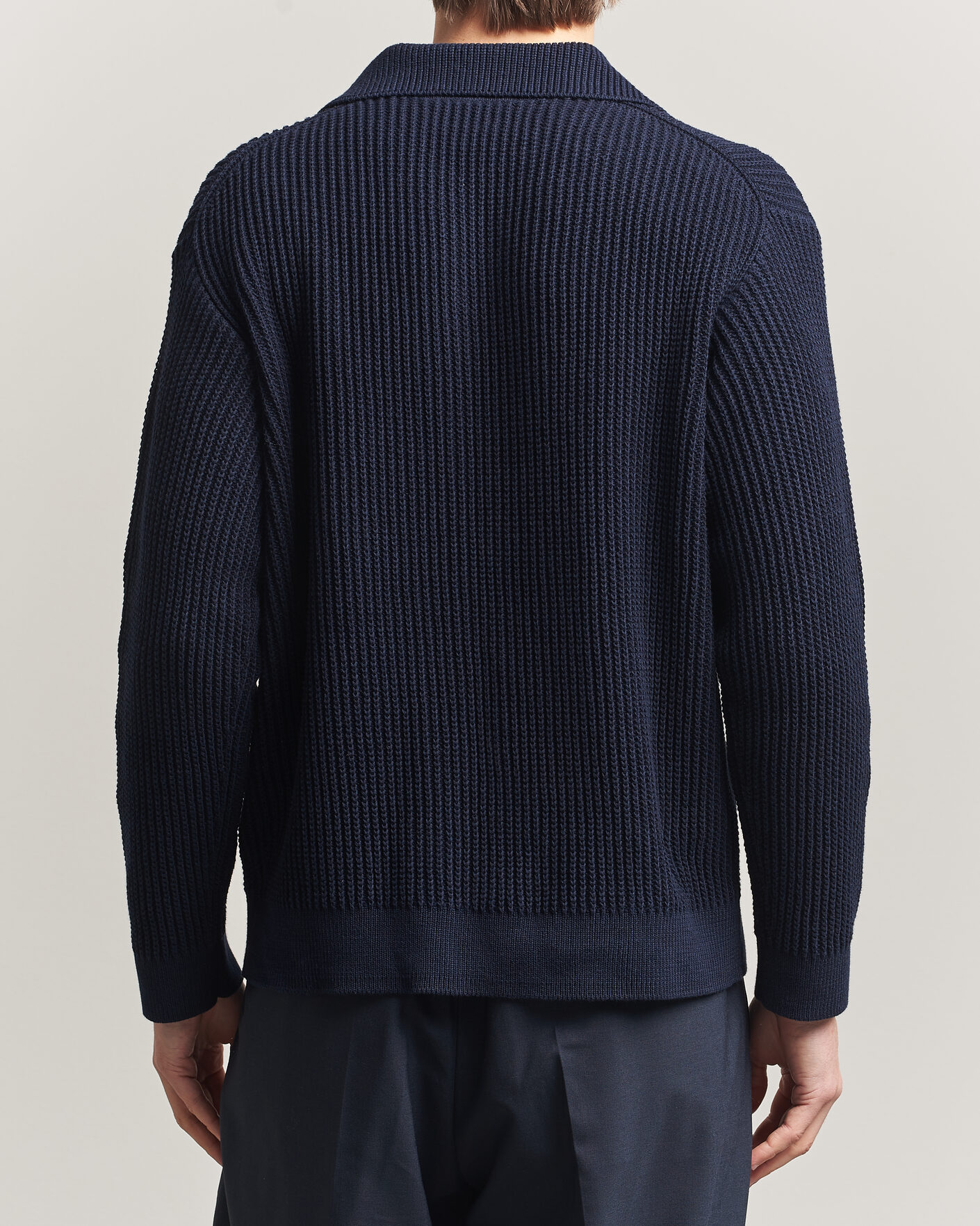 Herre | Pikéer | Maison Kitsuné | Tonal Fox Head Rib Knitted Polo Navy