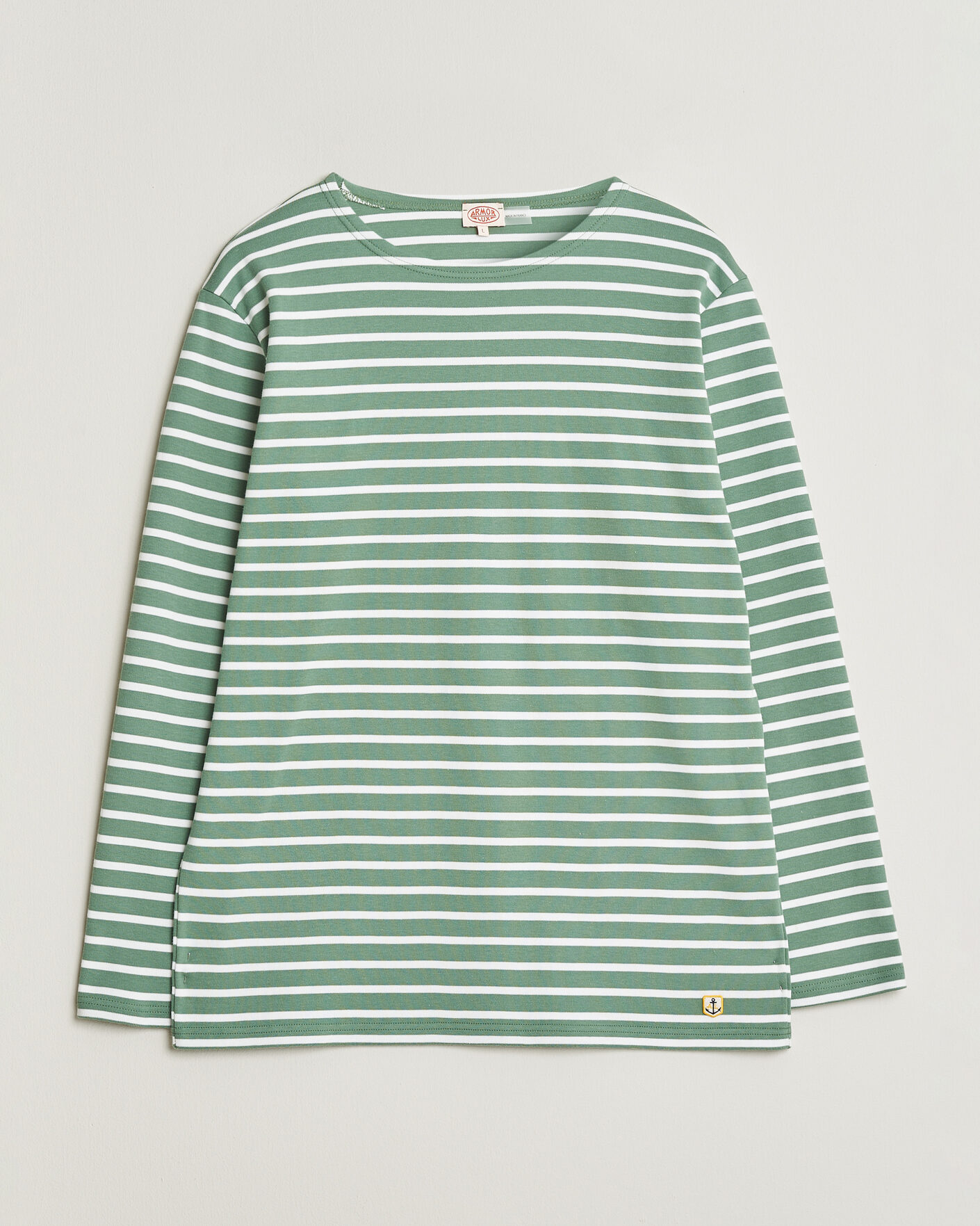 Herre | T-Shirts | Armor-lux | Houat Héritage Stripe Long Sleeve T-Shirt Ivy/Blanc