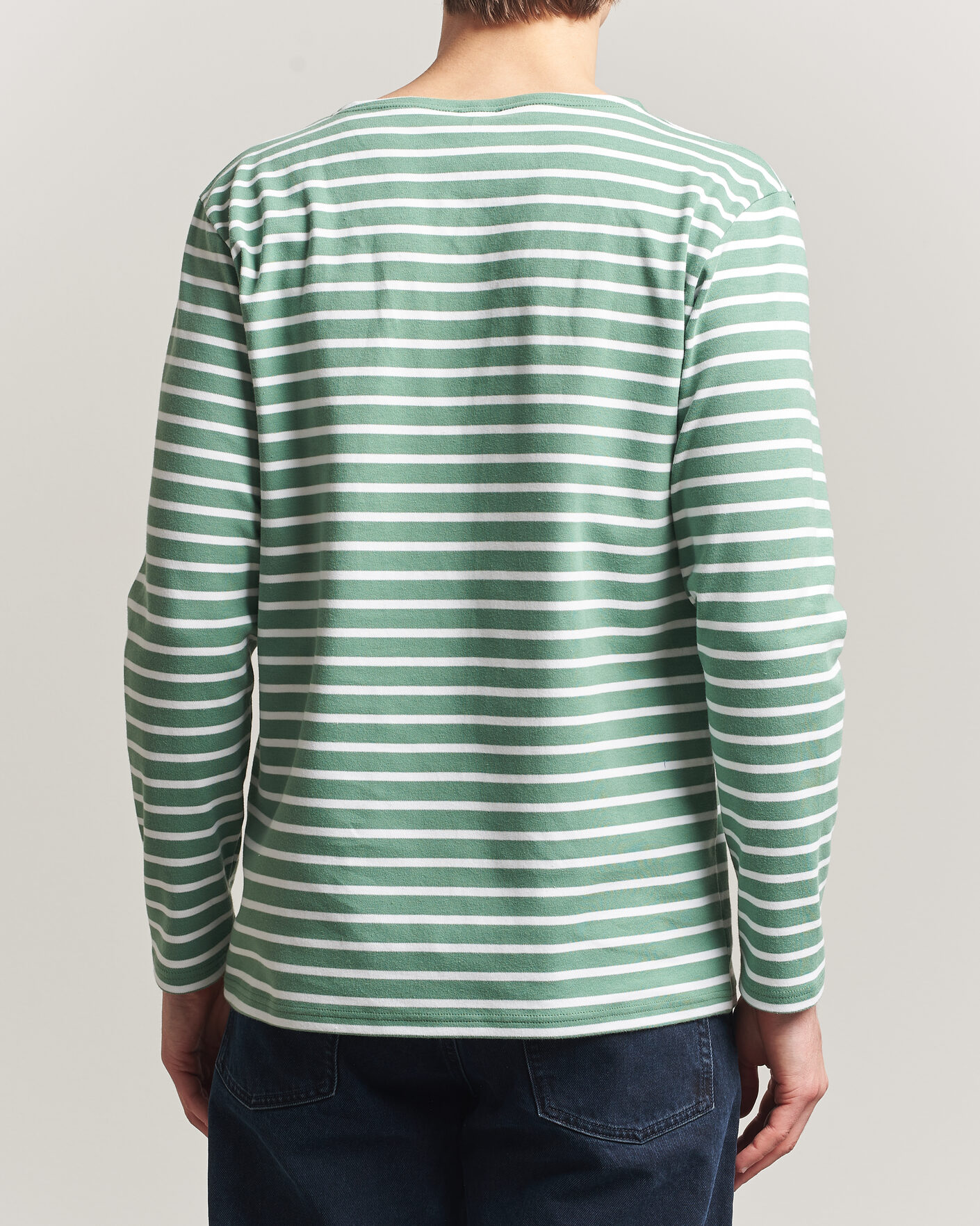Herre | T-Shirts | Armor-lux | Houat Héritage Stripe Long Sleeve T-Shirt Ivy/Blanc