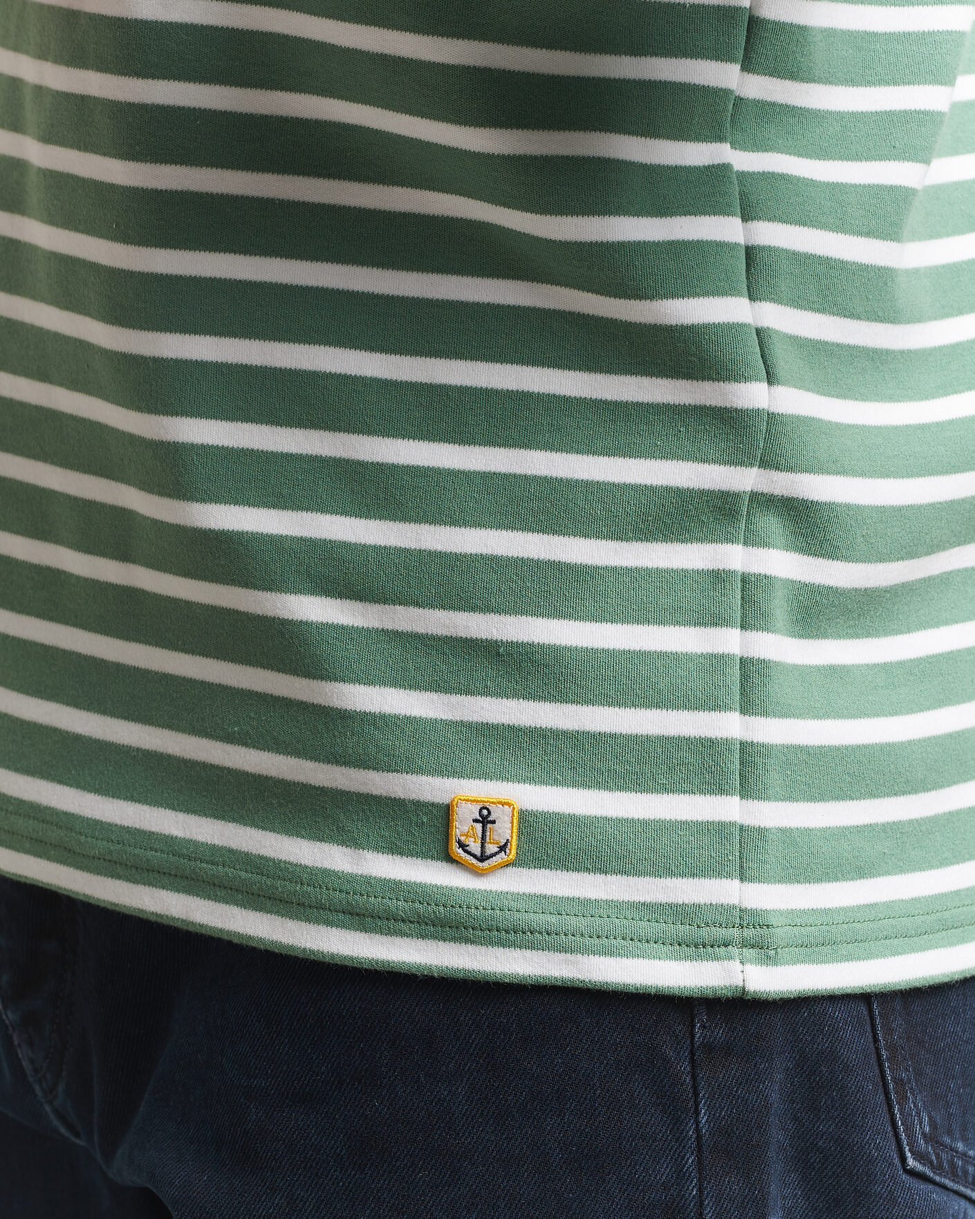 Herre | T-Shirts | Armor-lux | Houat Héritage Stripe Long Sleeve T-Shirt Ivy/Blanc