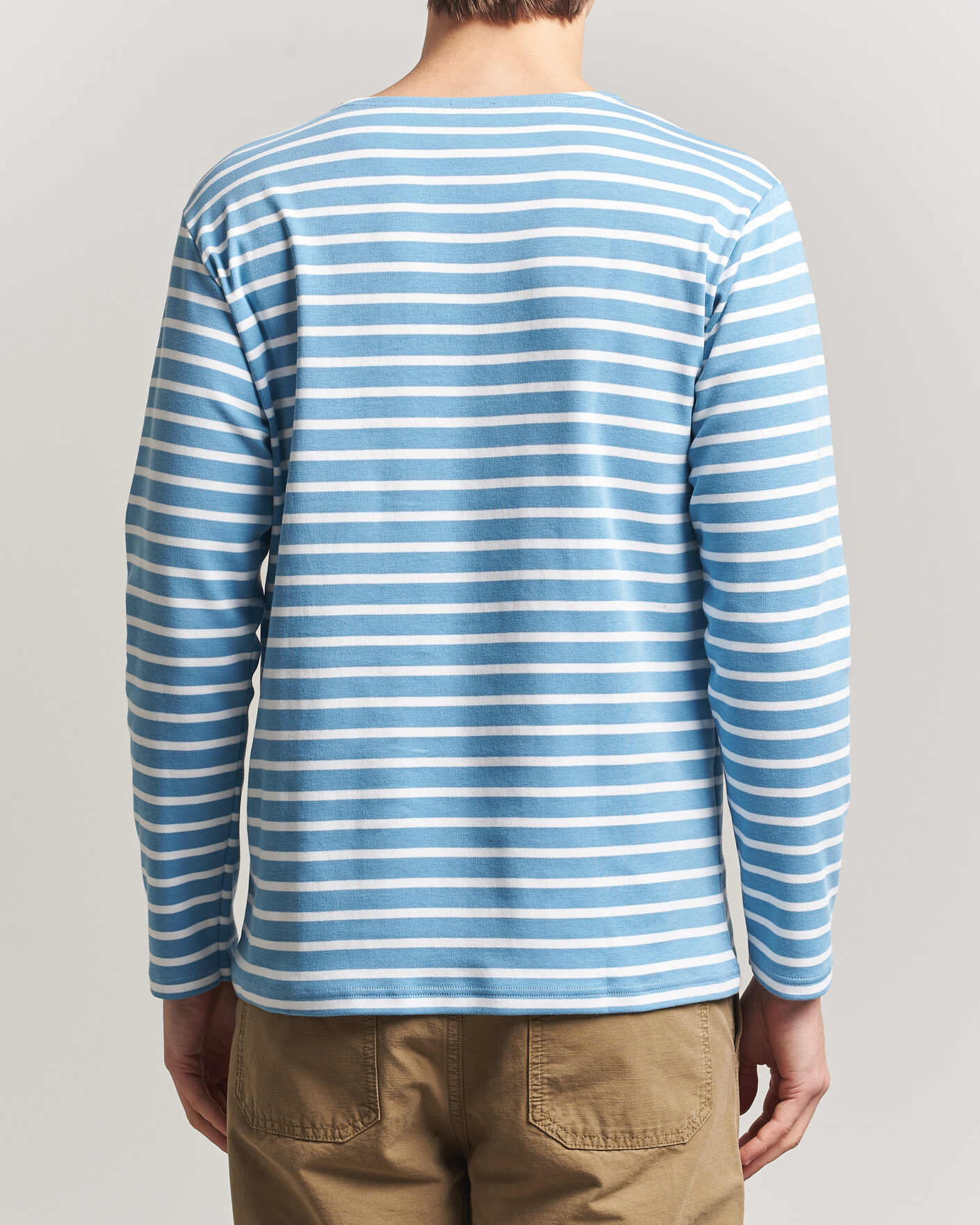 Herre | T-Shirts | Armor-lux | Houat Héritage Stripe Long Sleeve T-Shirt Waterfall/Blanc