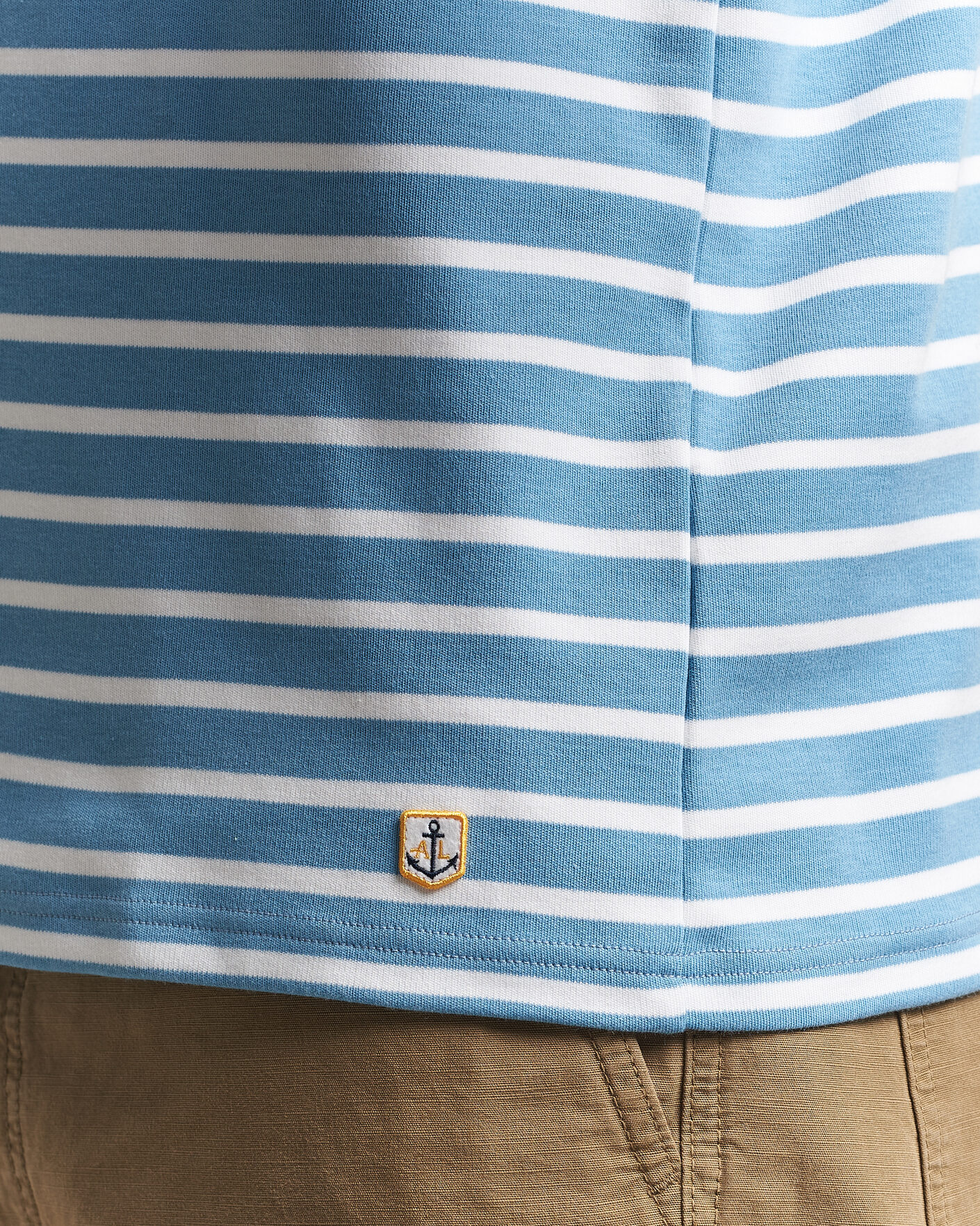 Herre | T-Shirts | Armor-lux | Houat Héritage Stripe Long Sleeve T-Shirt Waterfall/Blanc