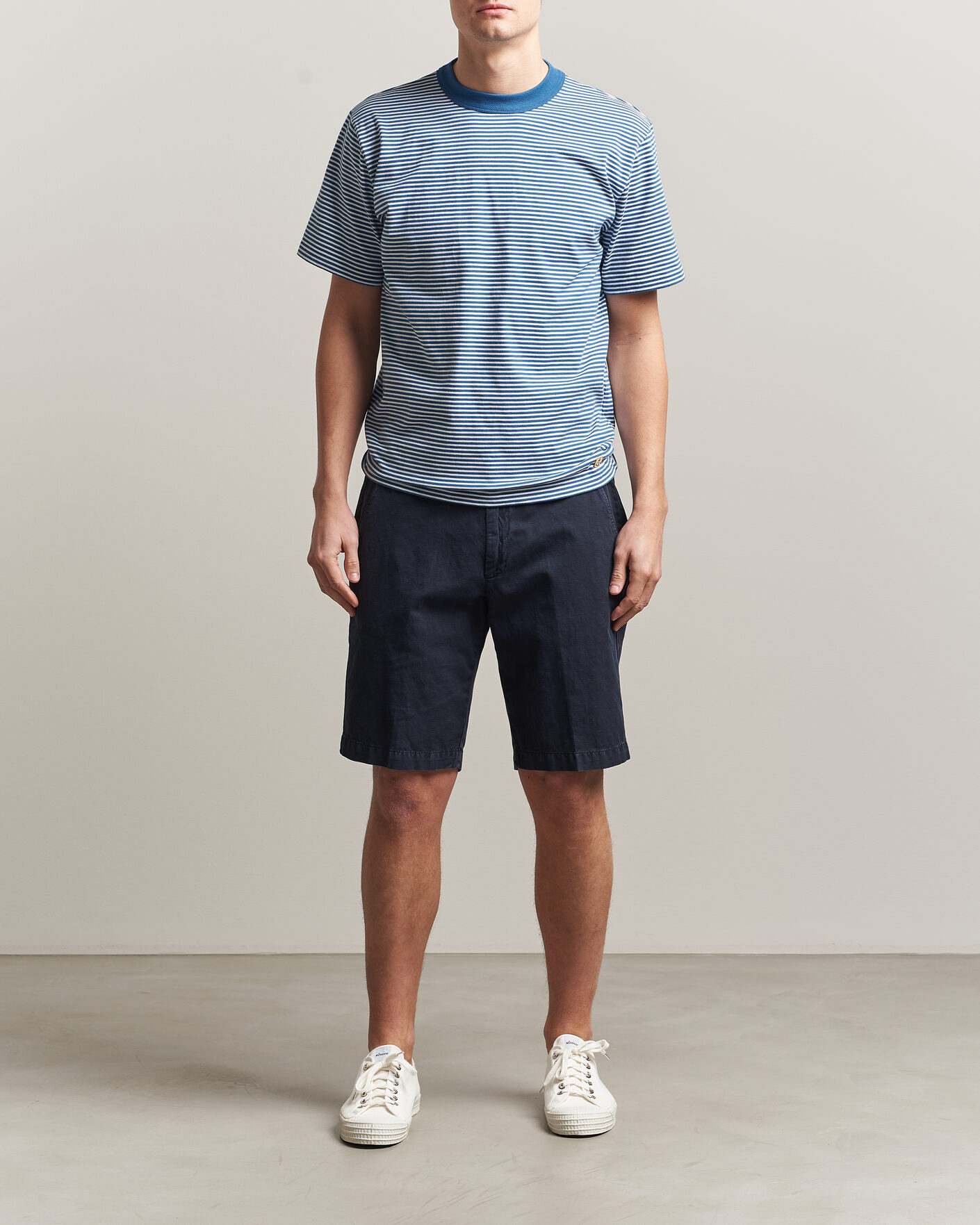 Herre | T-Shirts | Armor-lux | Callac Héritage Stripe T-Shirt Dark Blue/Blanc