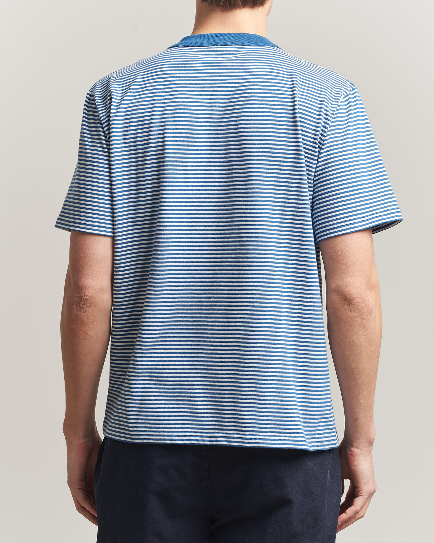 Herre | T-Shirts | Armor-lux | Callac Héritage Stripe T-Shirt Dark Blue/Blanc