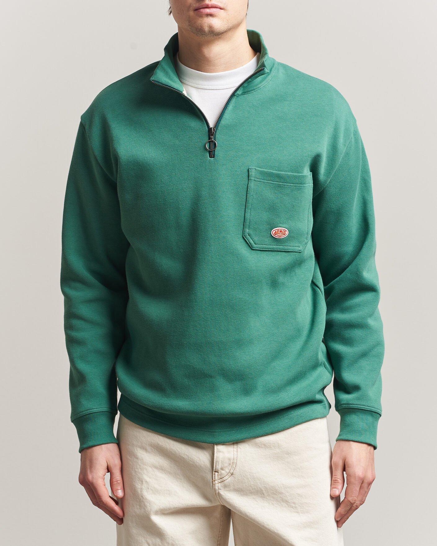 Herre | Gensere | Armor-lux | Camionneur Cotton Half Zip Sweater Dark Ivy