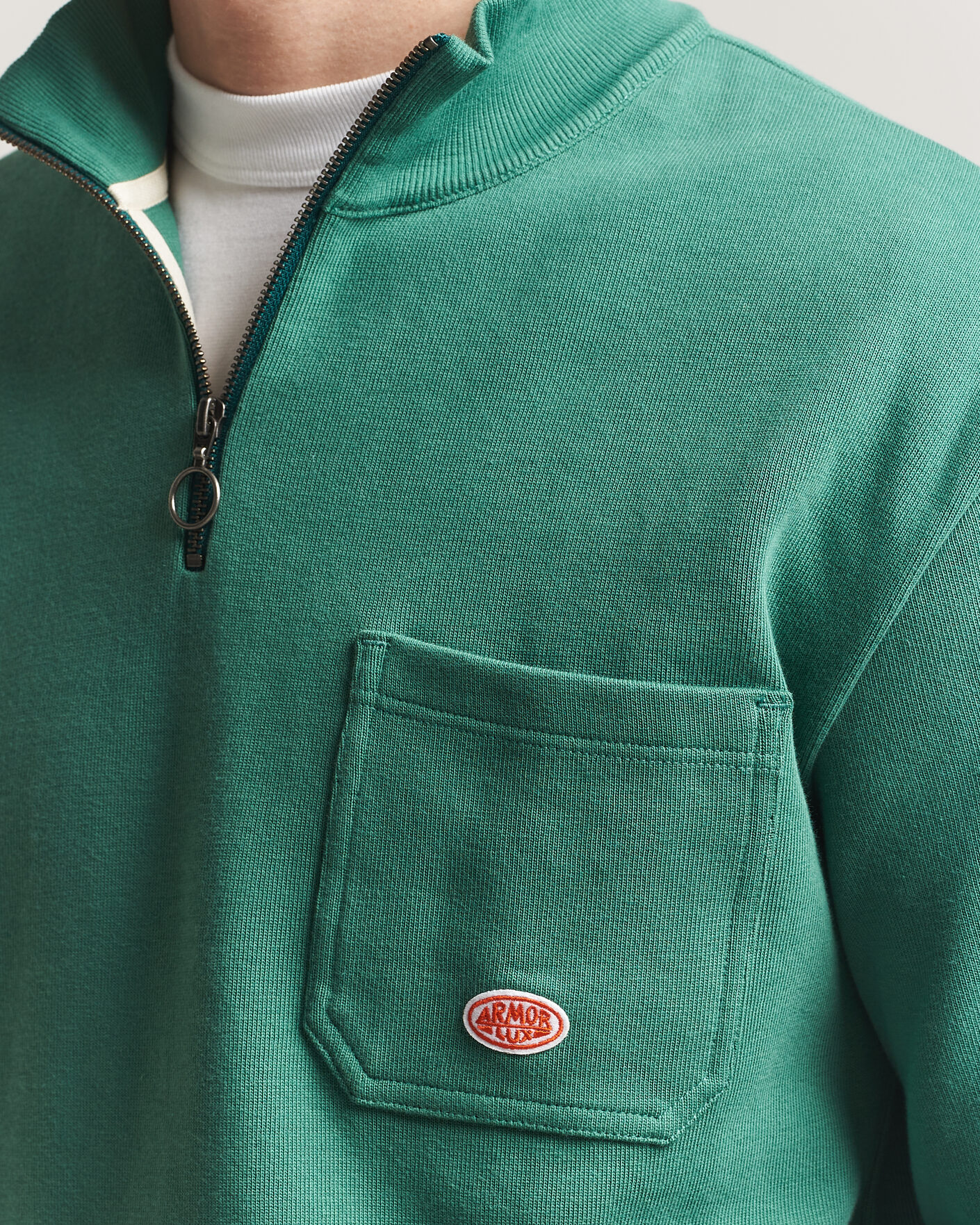 Herre | Gensere | Armor-lux | Camionneur Cotton Half Zip Sweater Dark Ivy