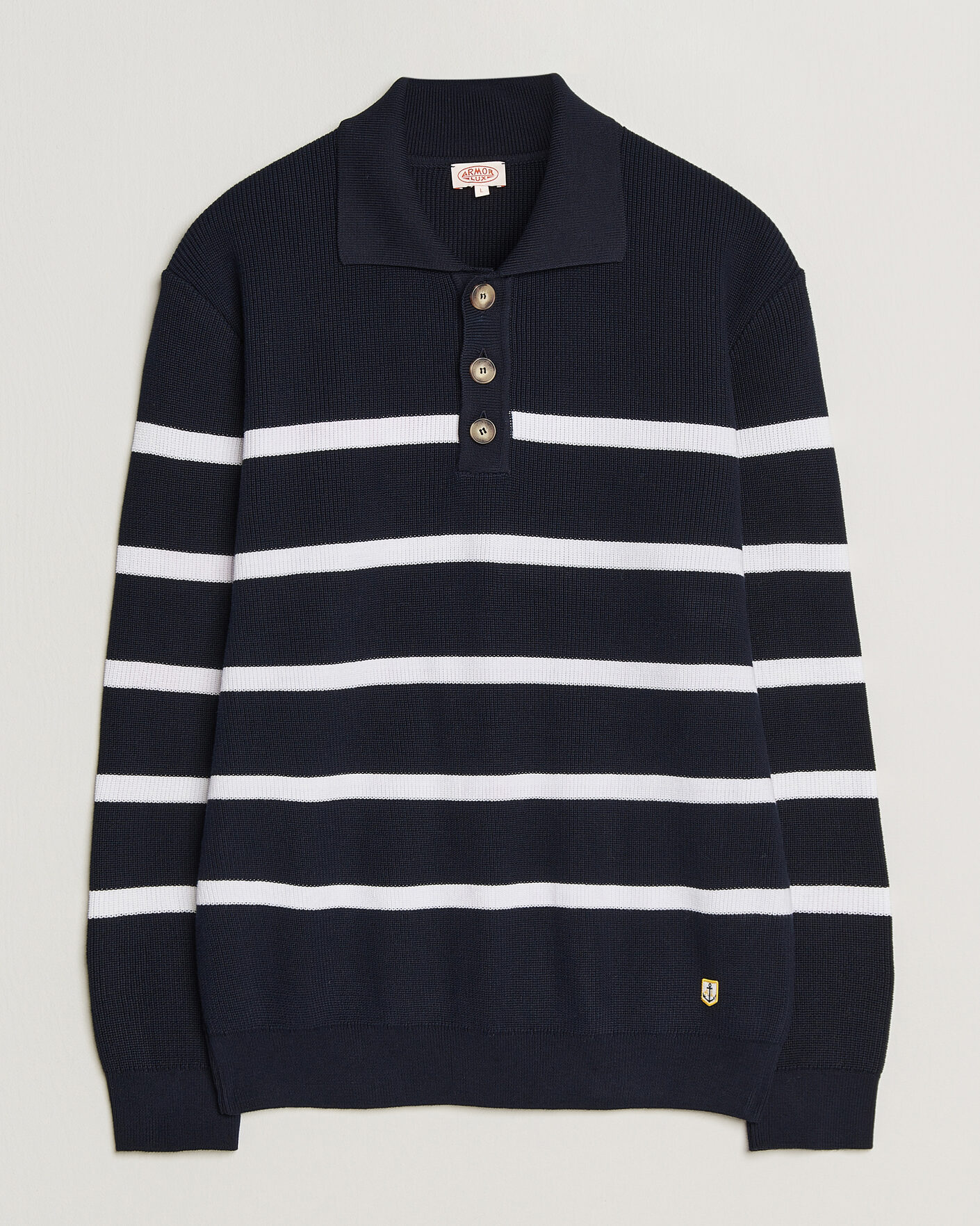 Herre | Gensere | Armor-lux | Heritage Knitted Polo Marine/Blanc