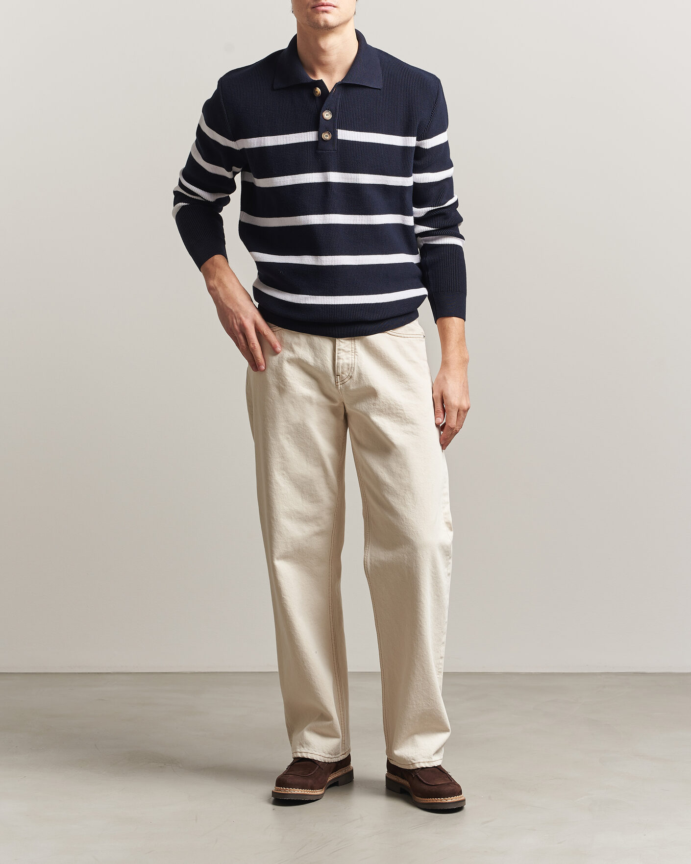 Herre | Gensere | Armor-lux | Heritage Knitted Polo Marine/Blanc
