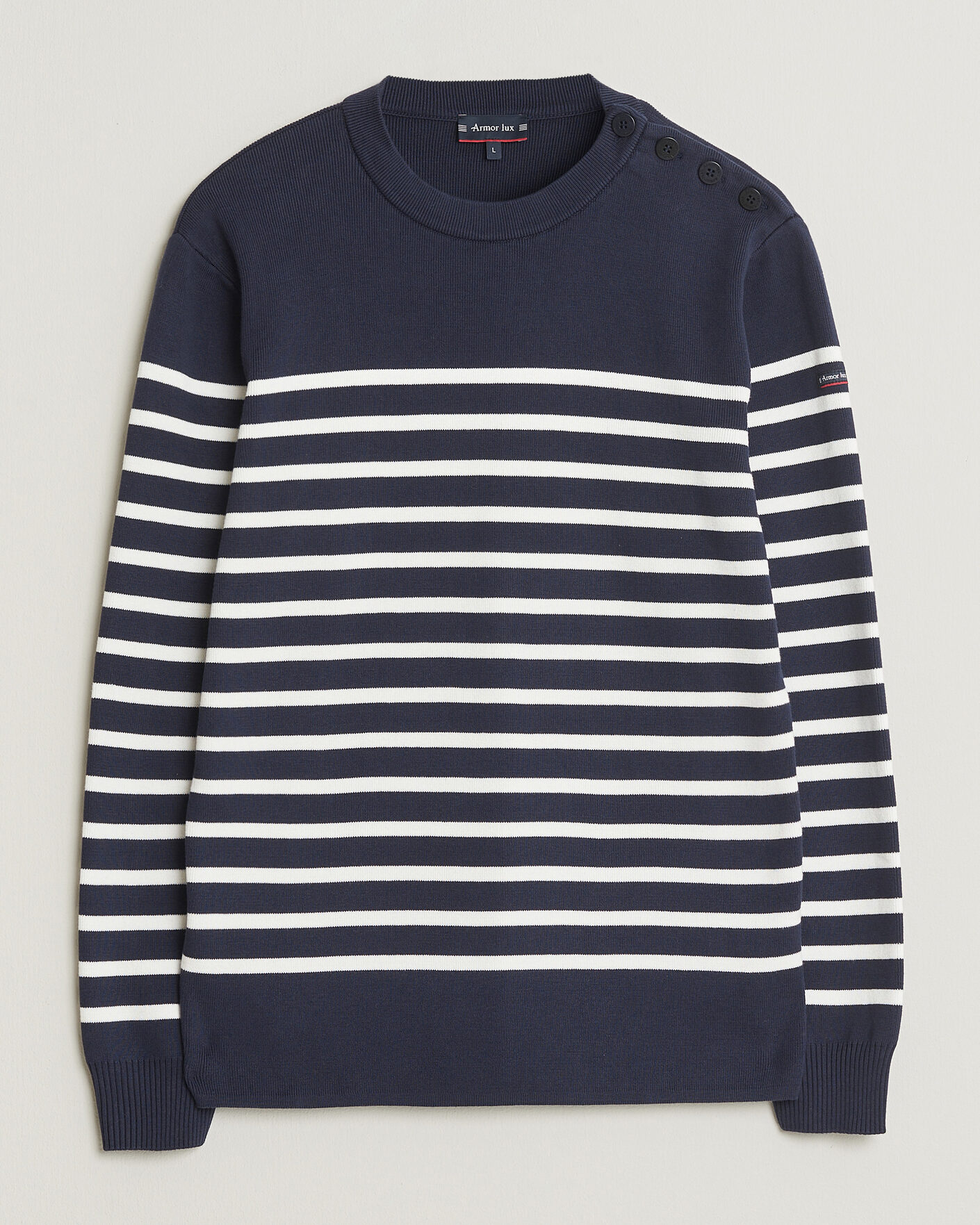 Herre | Gensere | Armor-lux | Groix Striped Sweater Navy/Nature