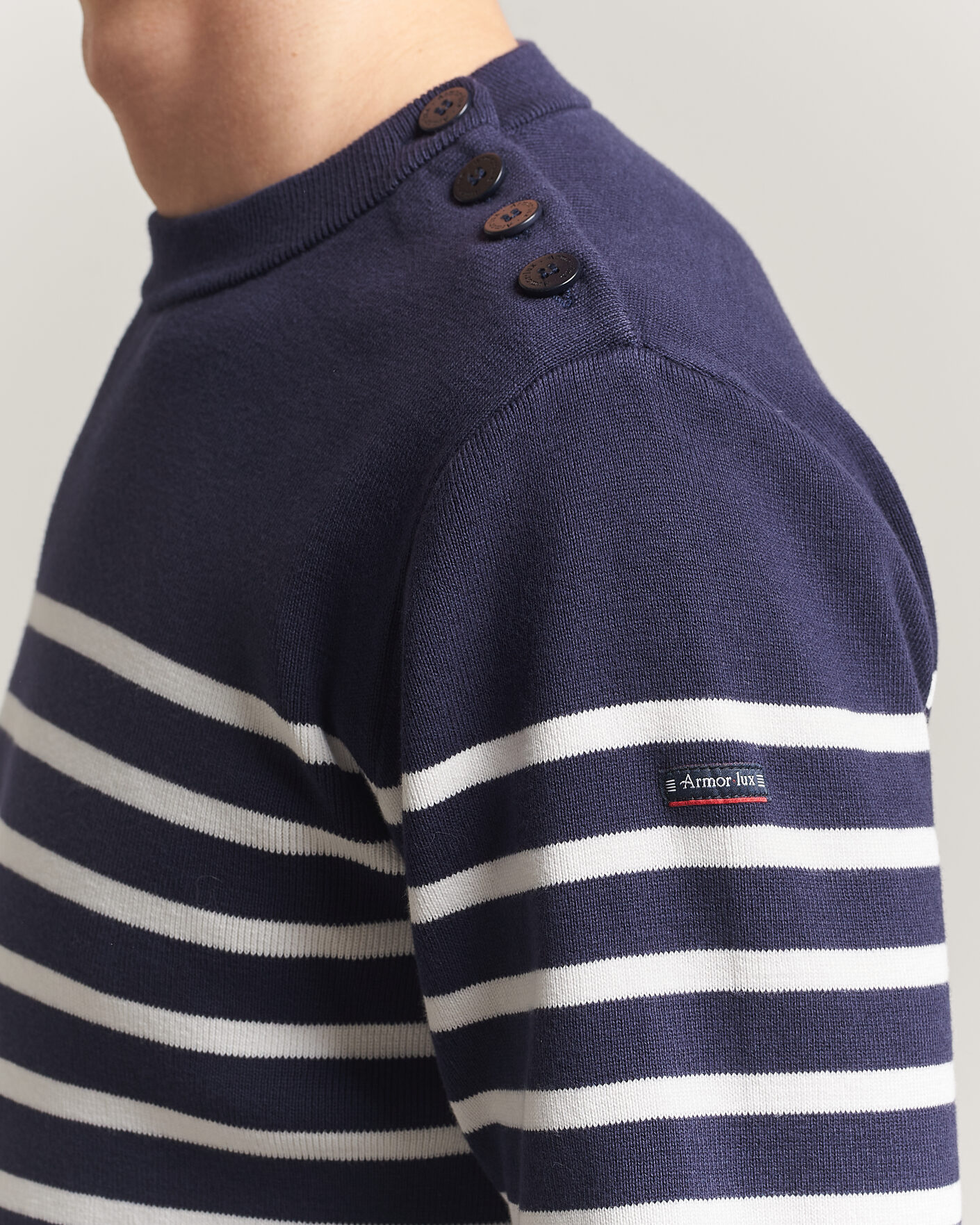 Herre | Gensere | Armor-lux | Groix Striped Sweater Navy/Nature