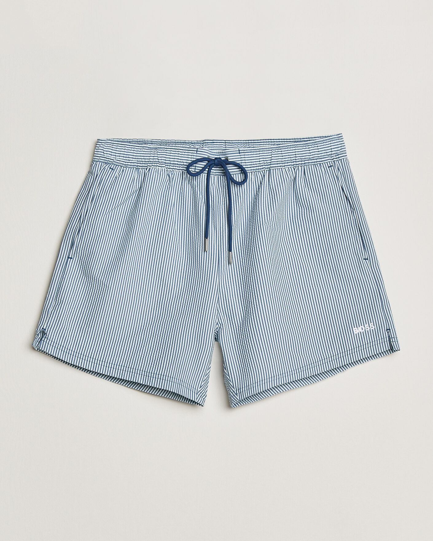 Herre | Badeshorts | BOSS BLACK | Velvetfish Seersucker Swimshorts Open Blue