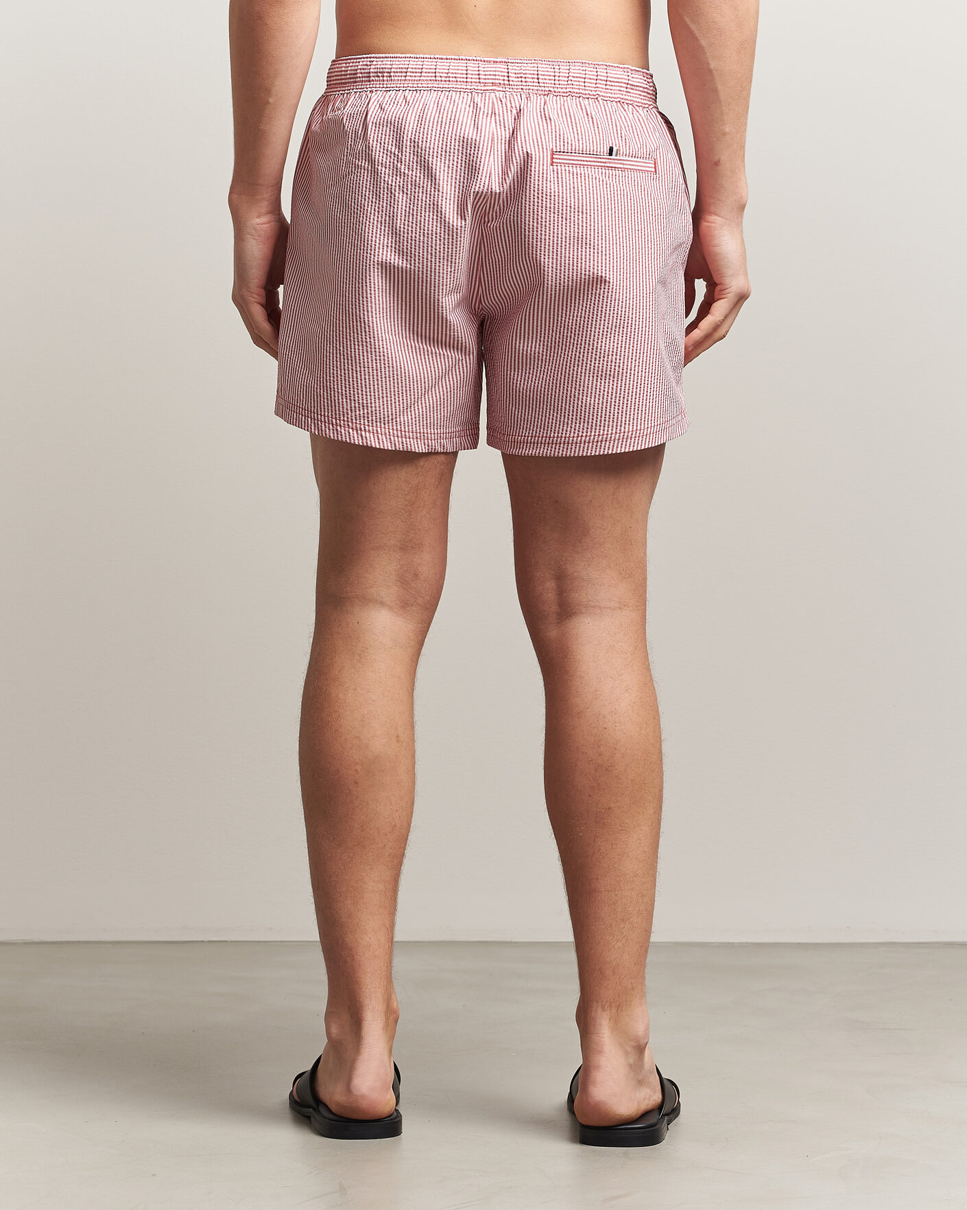 Herre | Badeshorts | BOSS BLACK | Velvetfish Seersucker Swimshorts Dark Red