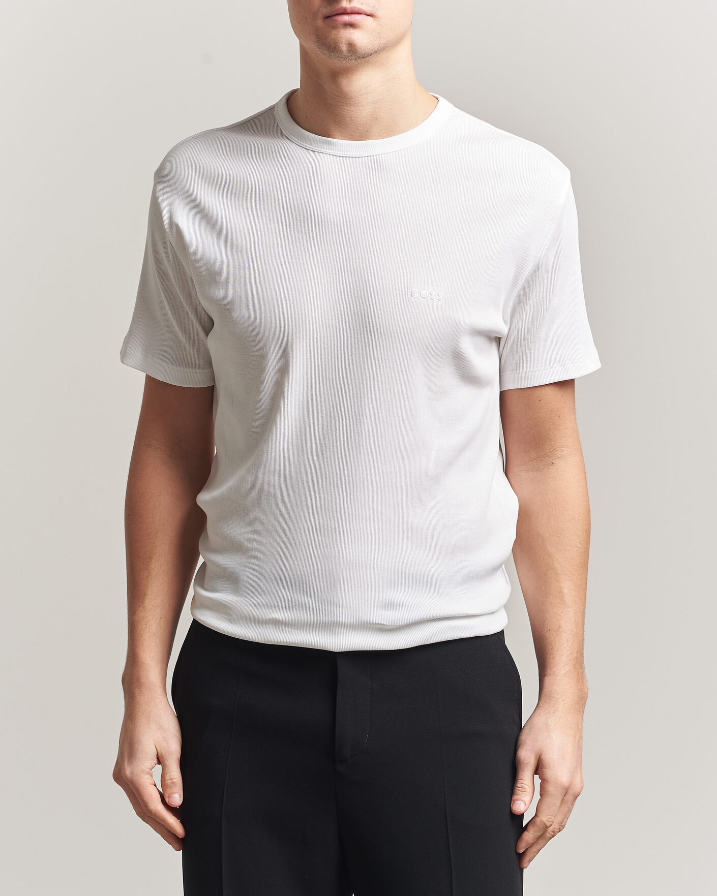 Herre | T-Shirts | BOSS BLACK | 2-Pack Ribbed T-Shirt White/Black