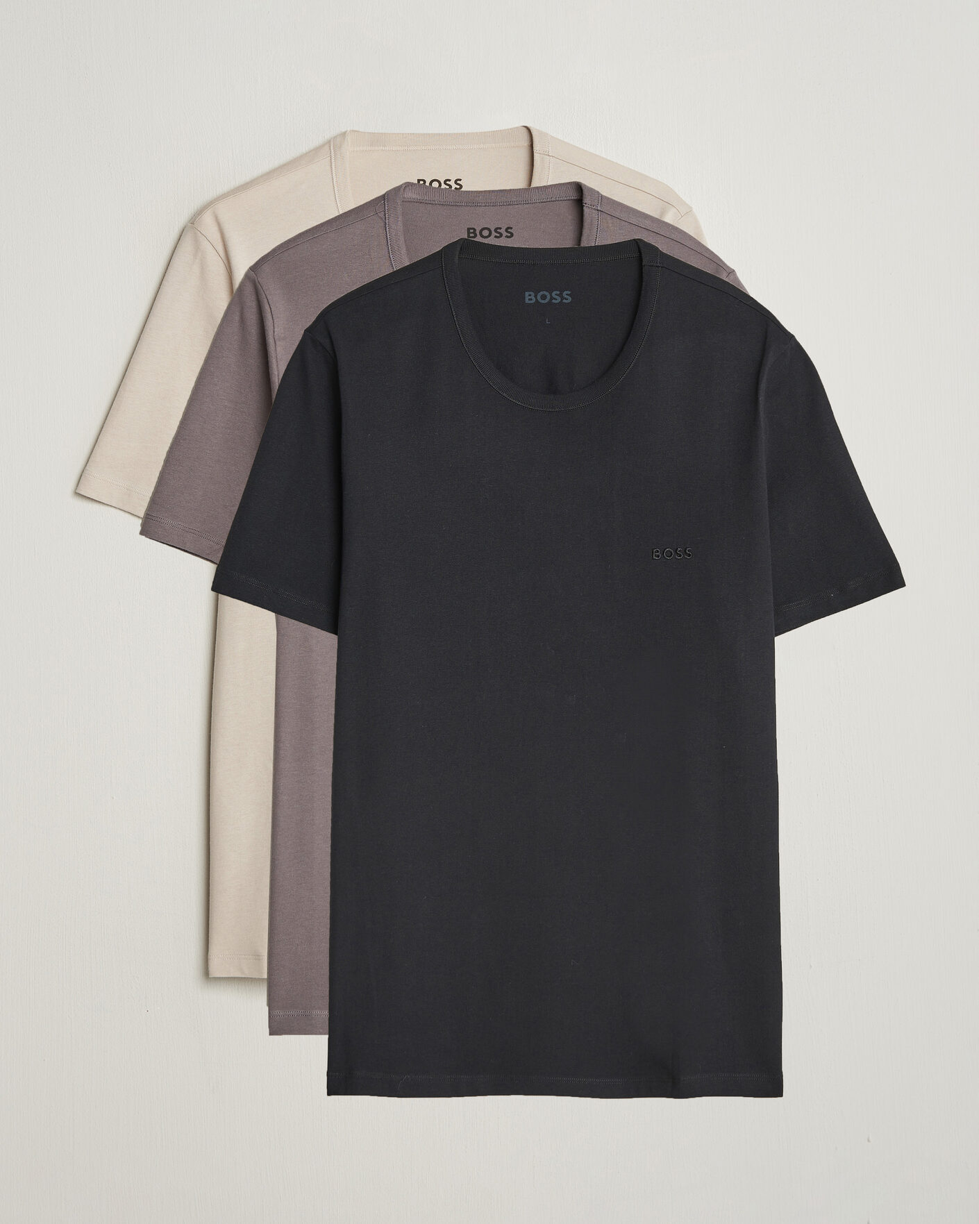 Herre | T-Shirts | BOSS BLACK | 3-Pack Crew Neck T-Shirt Grey/Beige/Black