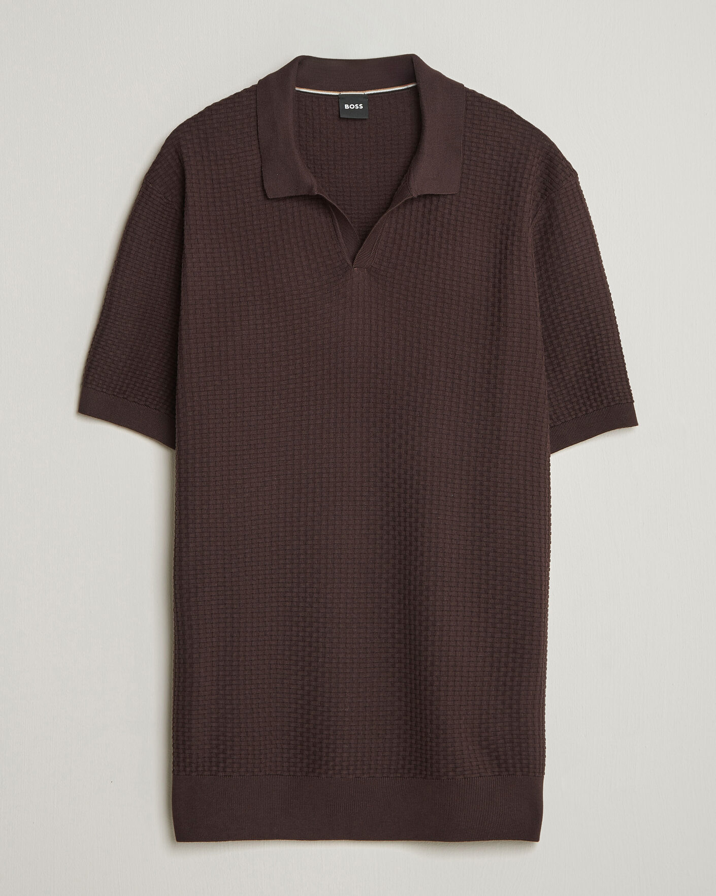 Herre | Pikéer | BOSS BLACK | Natalo Structured Knitted Polo Dark Brown