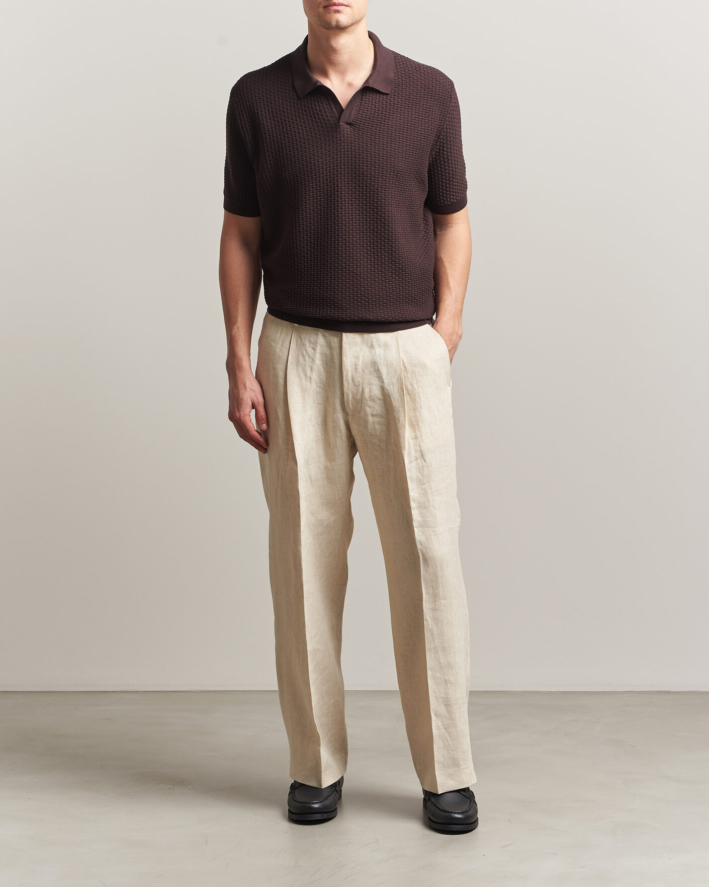 Herre | Pikéer | BOSS BLACK | Natalo Structured Knitted Polo Dark Brown