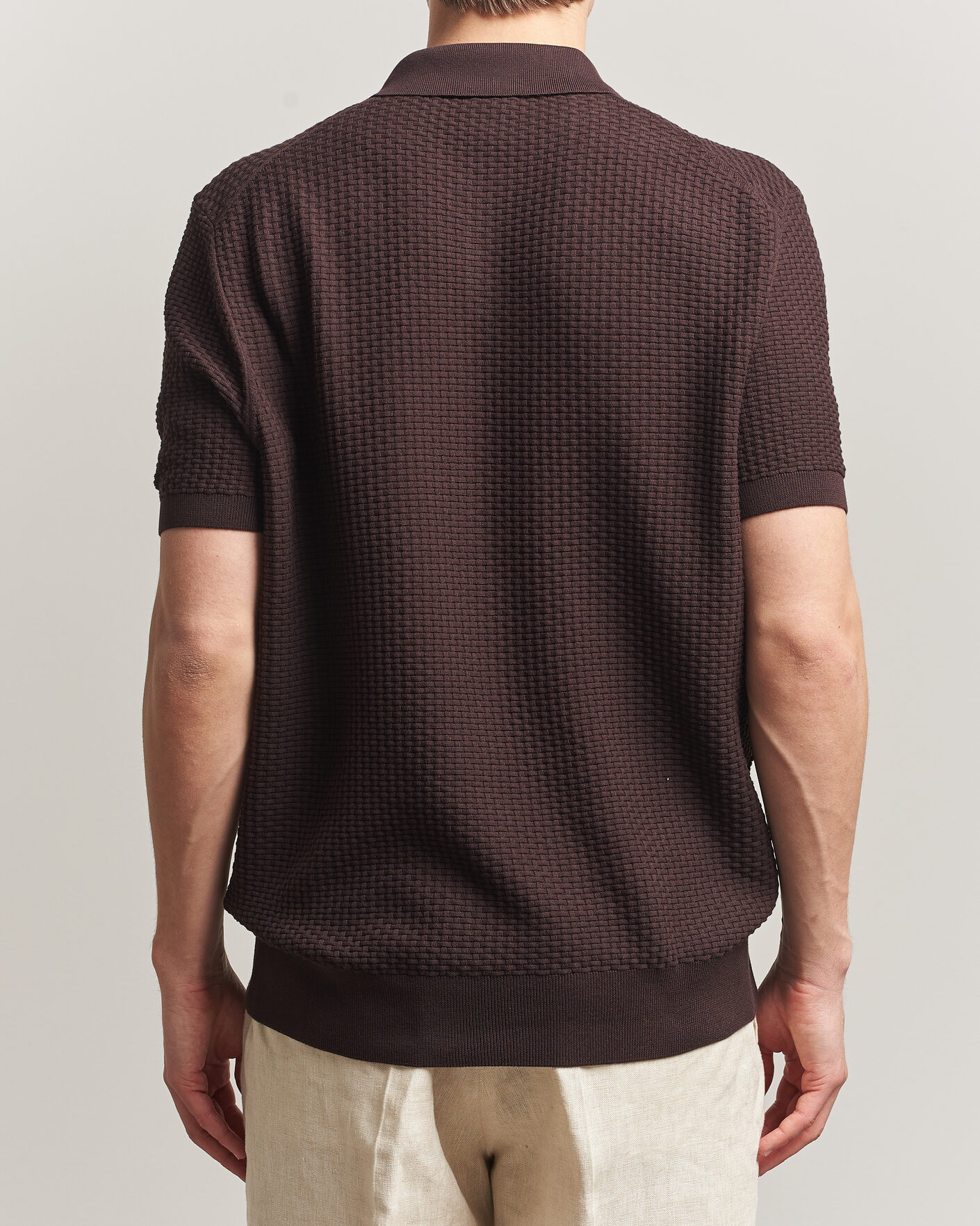 Herre | Pikéer | BOSS BLACK | Natalo Structured Knitted Polo Dark Brown