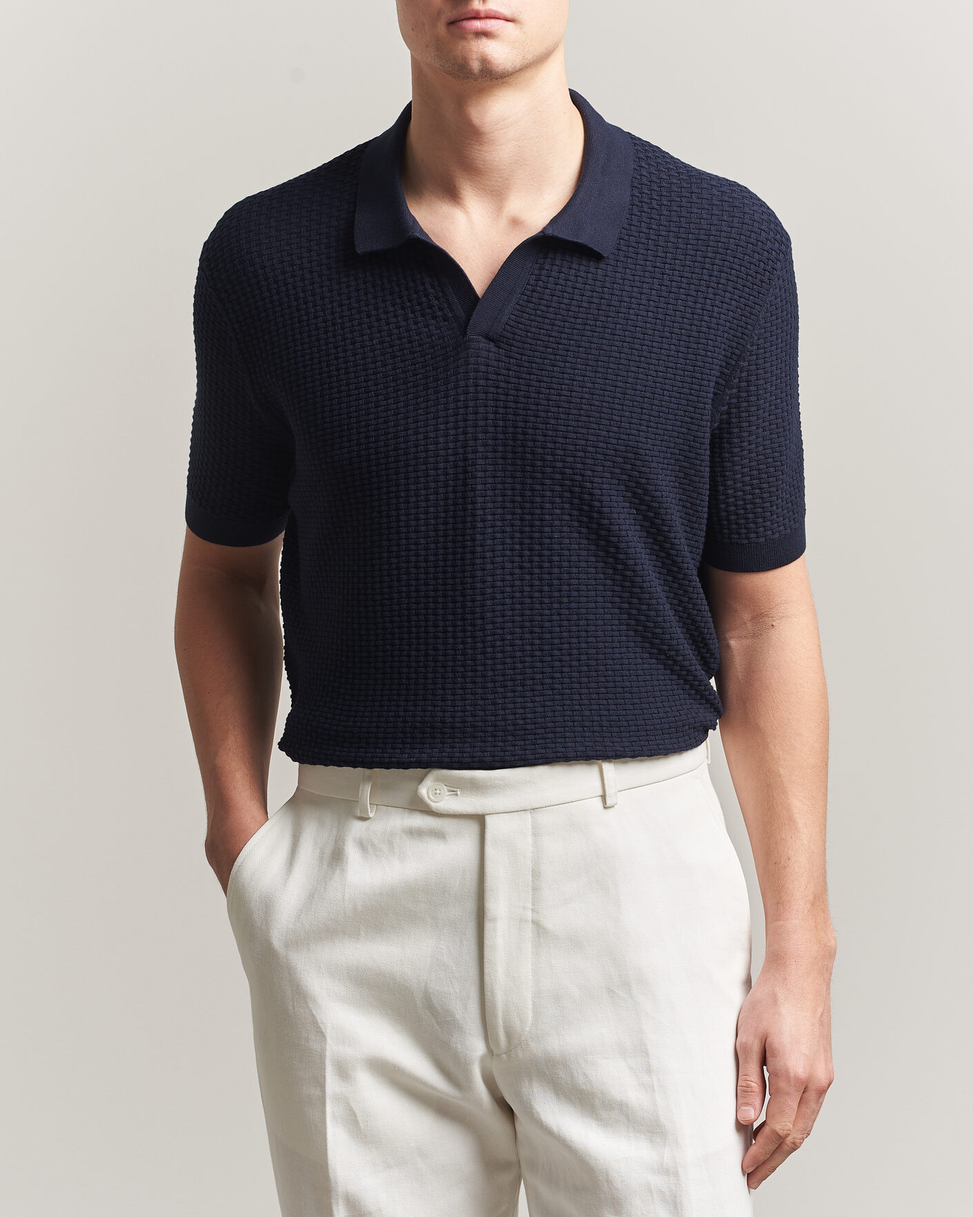 Herre | Pikéer | BOSS BLACK | Natalo Structured Knitted Polo Dark Blue