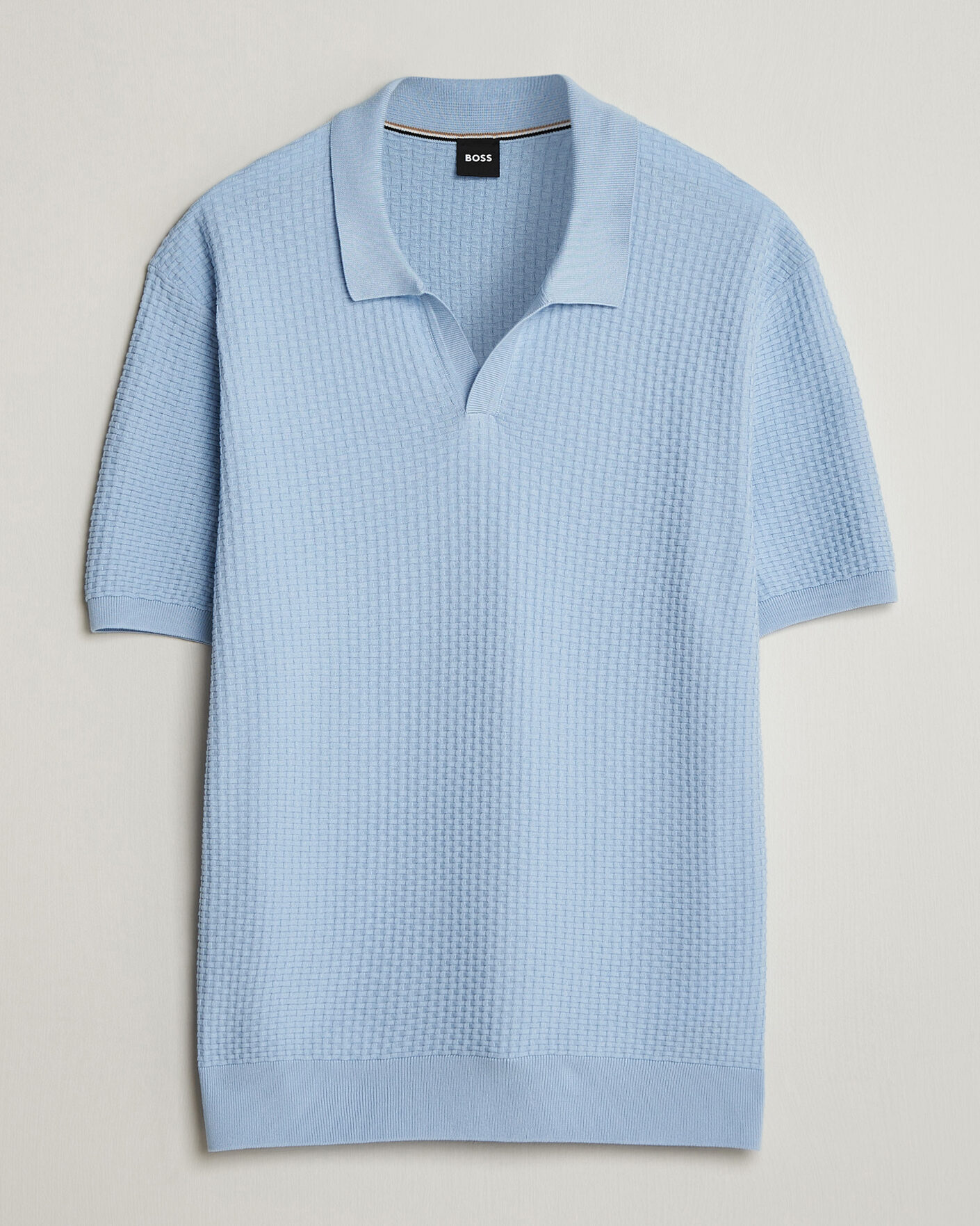 Herre | Pikéer | BOSS BLACK | Natalo Structured Knitted Polo Light Blue