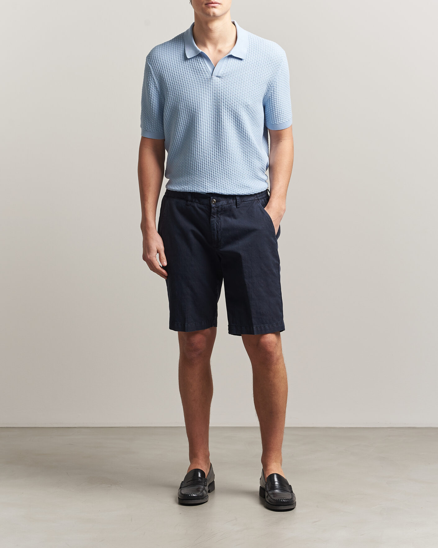 Herre | Pikéer | BOSS BLACK | Natalo Structured Knitted Polo Light Blue