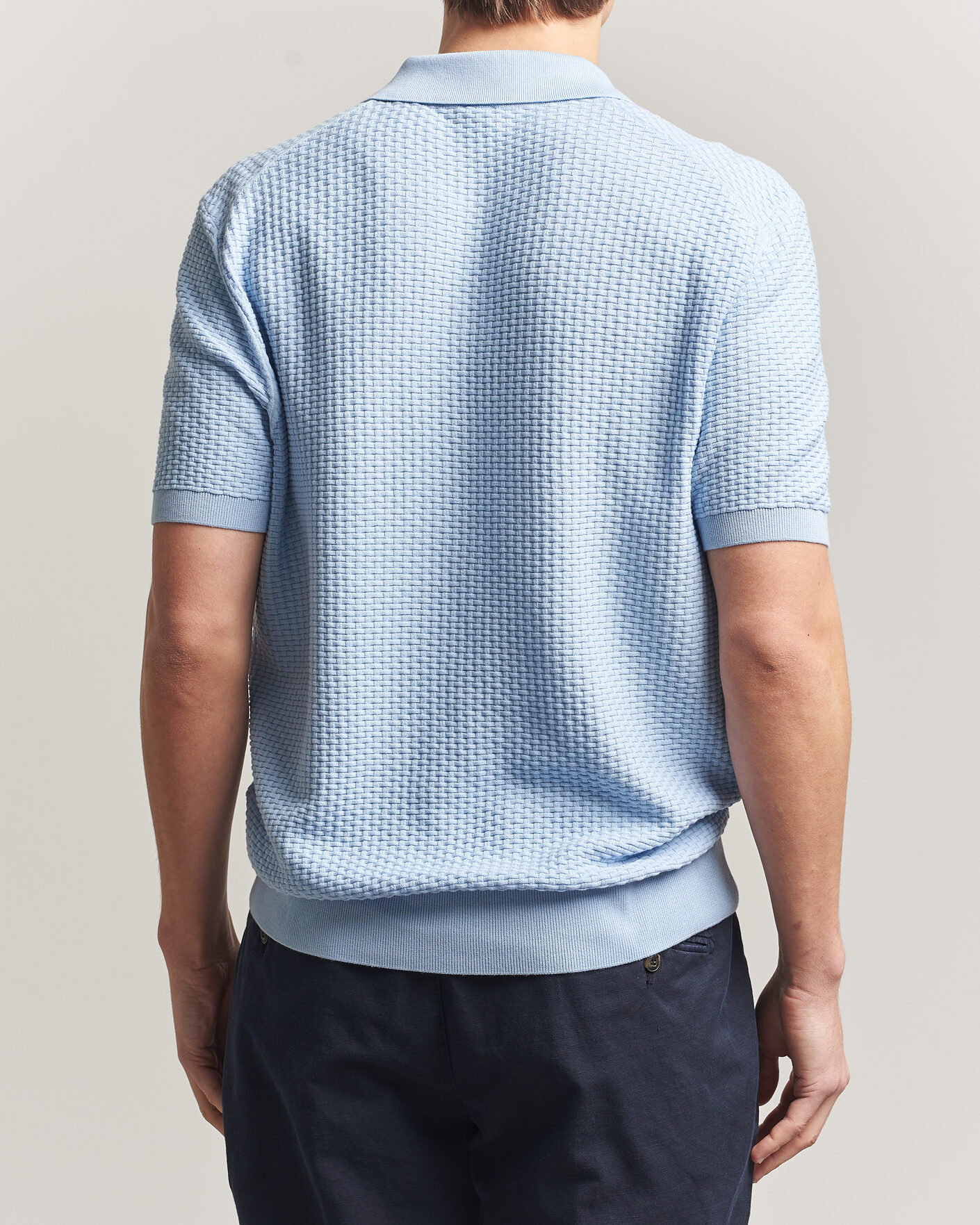 Herre | Pikéer | BOSS BLACK | Natalo Structured Knitted Polo Light Blue