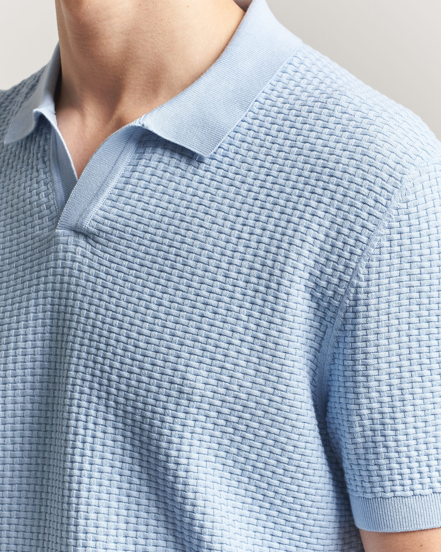Herre | Pikéer | BOSS BLACK | Natalo Structured Knitted Polo Light Blue