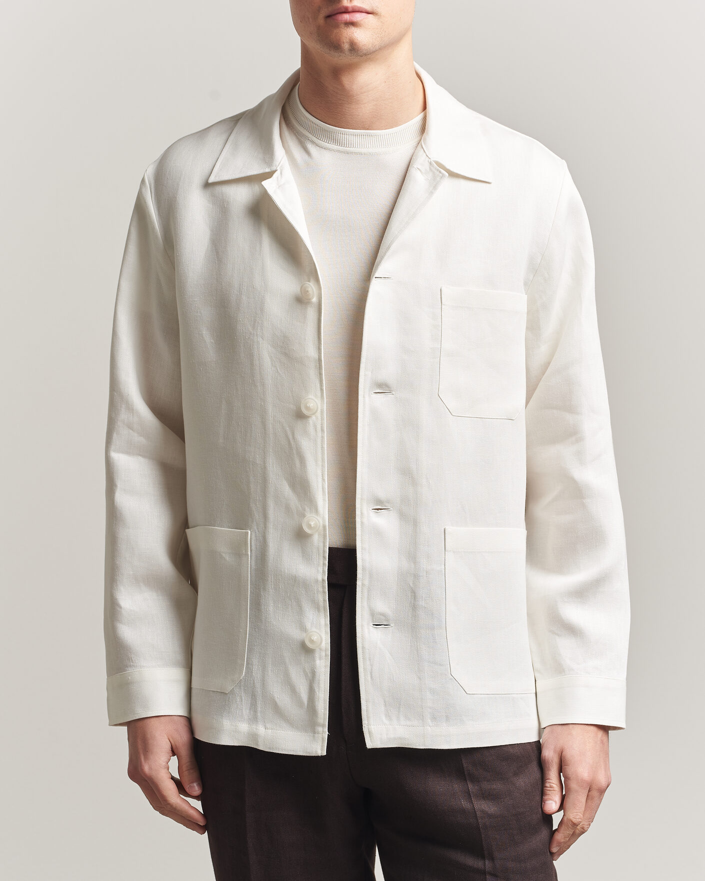 Herre | Skjorter | BOSS BLACK | Cai Linen Overshirt White