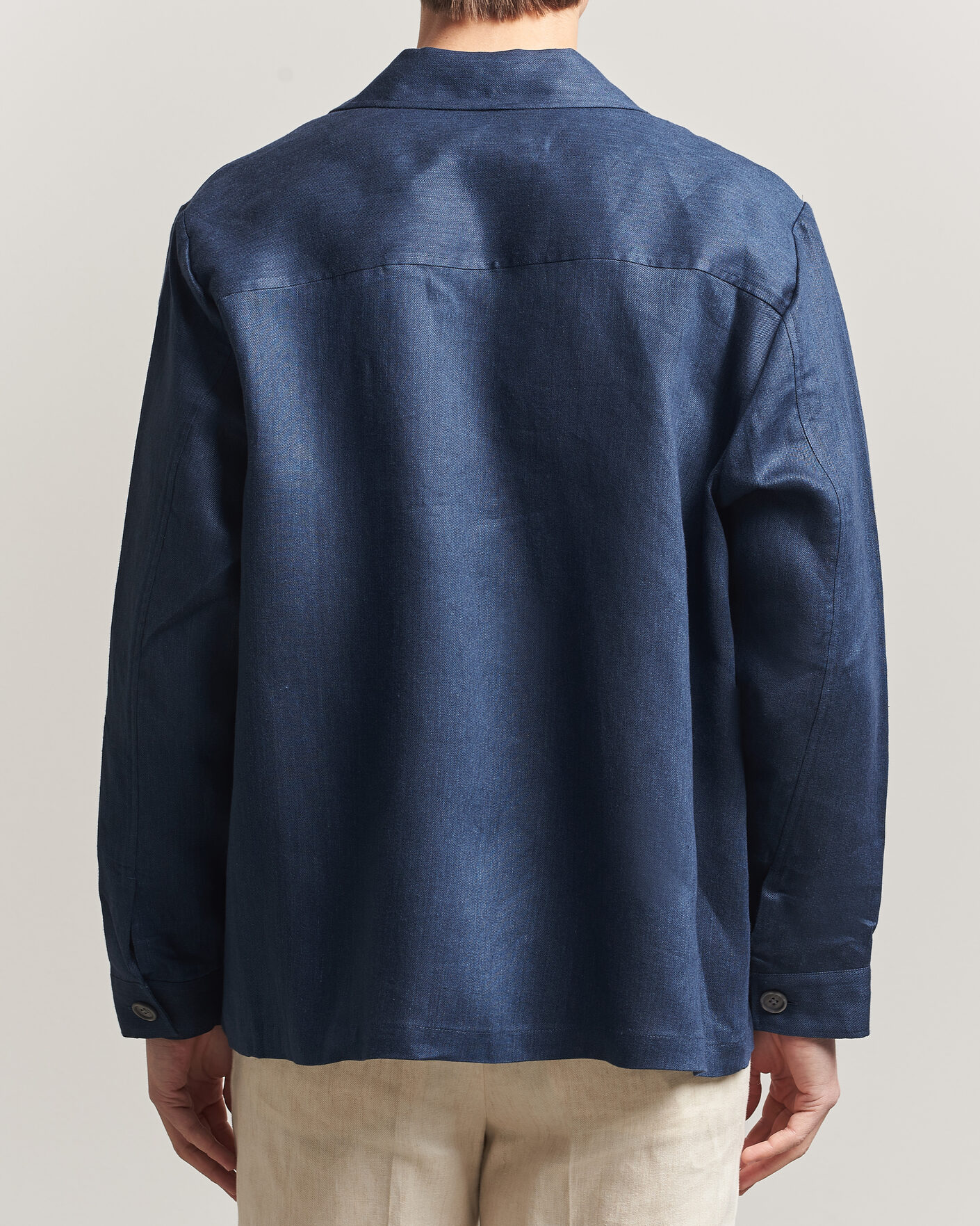 Herre | Skjorter | BOSS BLACK | Cai Linen Overshirt Dark Blue