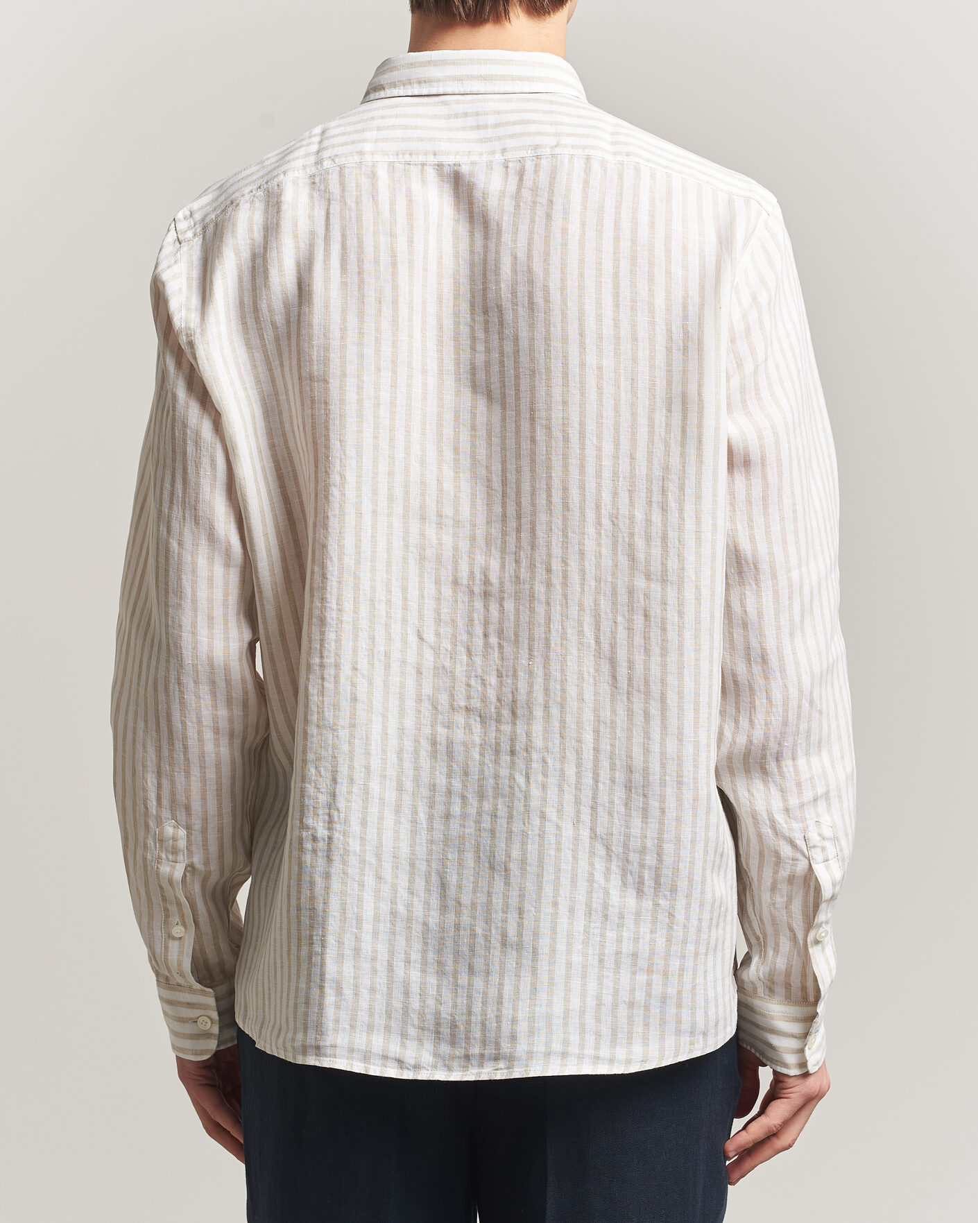 Herre | Skjorter | BOSS BLACK | Liam Striped Linen Shirt Open Beige