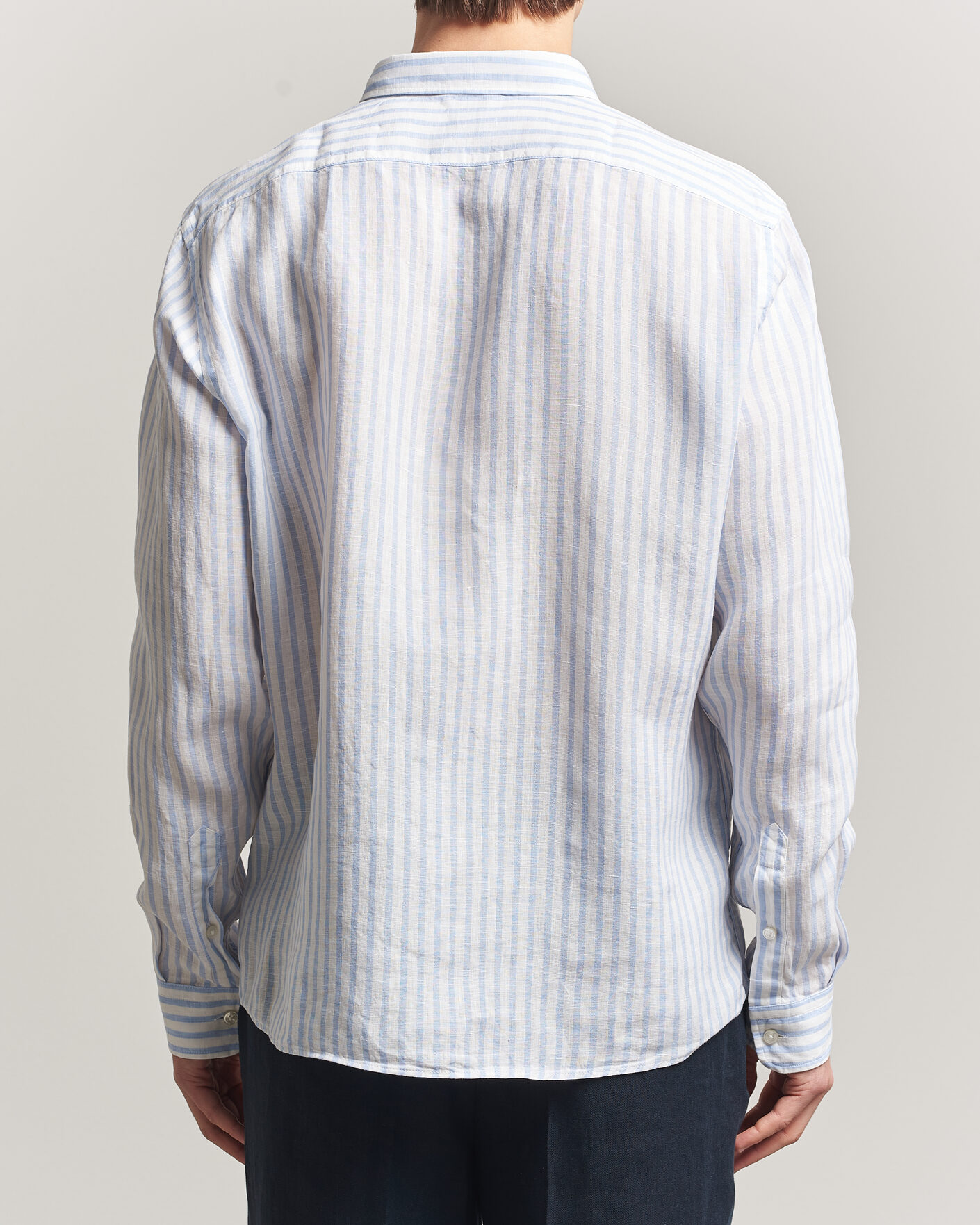 Herre | Skjorter | BOSS BLACK | Liam Striped Linen Shirt Light Blue