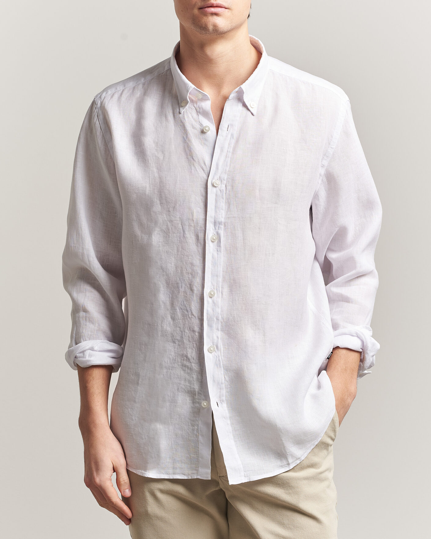 Herre | Skjorter | BOSS BLACK | Liam Linen Shirt White