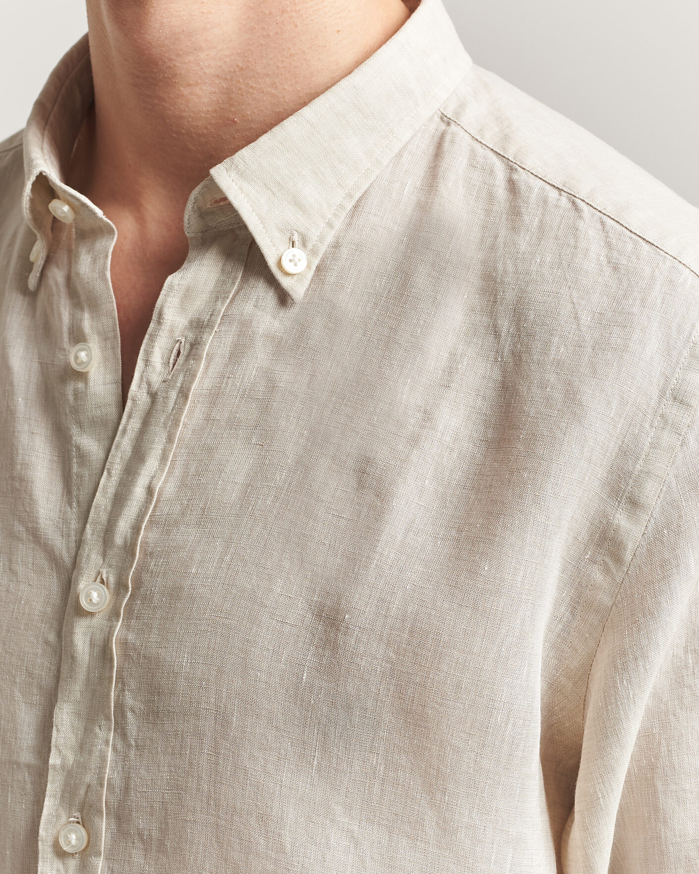 Herre | Skjorter | BOSS BLACK | Liam Linen Shirt Open Beige