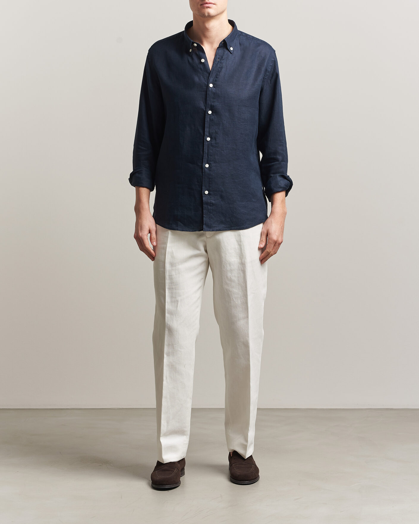 Herre | Skjorter | BOSS BLACK | Liam Linen Shirt Dark Blue