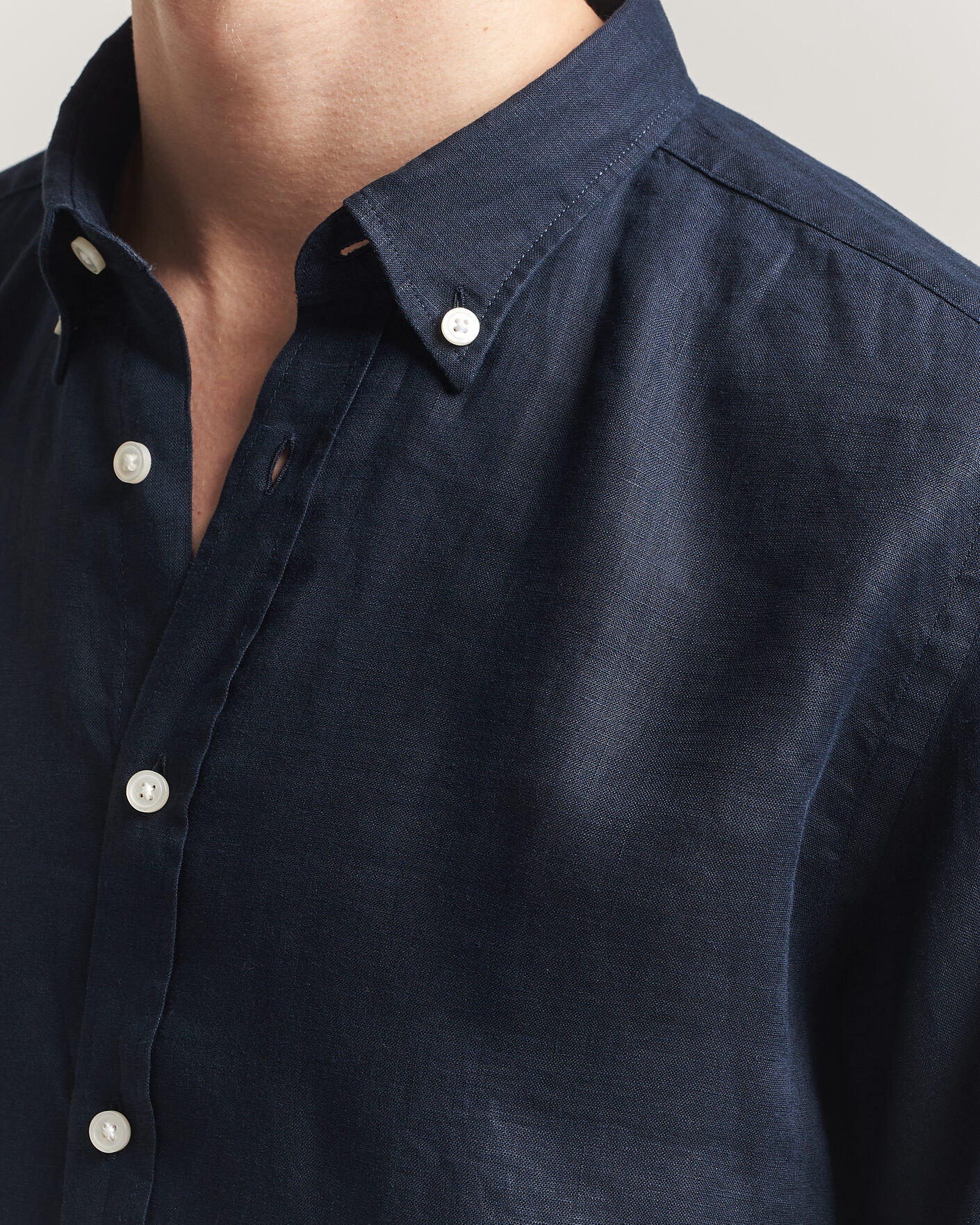 Herre | Skjorter | BOSS BLACK | Liam Linen Shirt Dark Blue