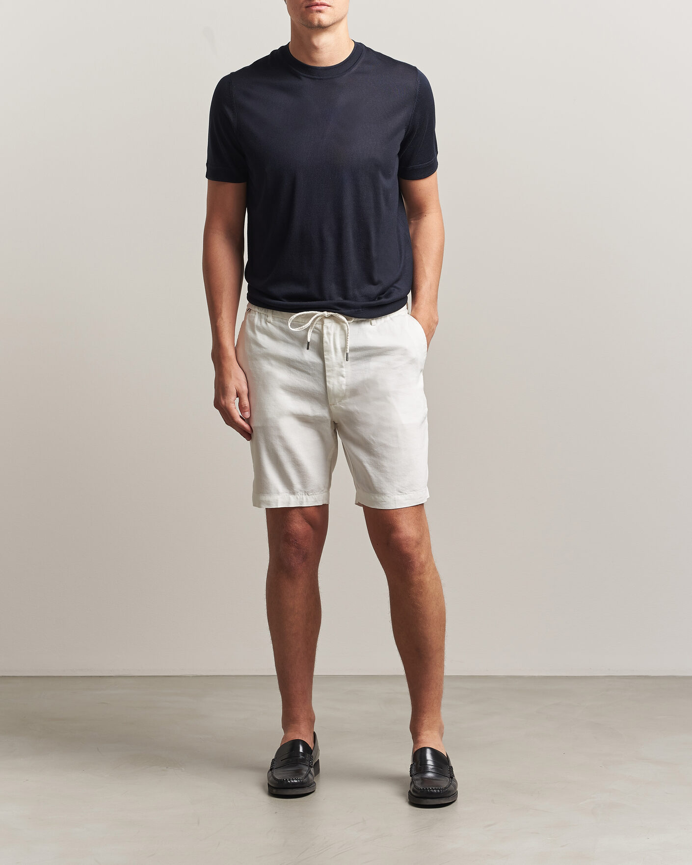 Herre | Shorts | BOSS BLACK | Kane Linen Drawstring Shorts White