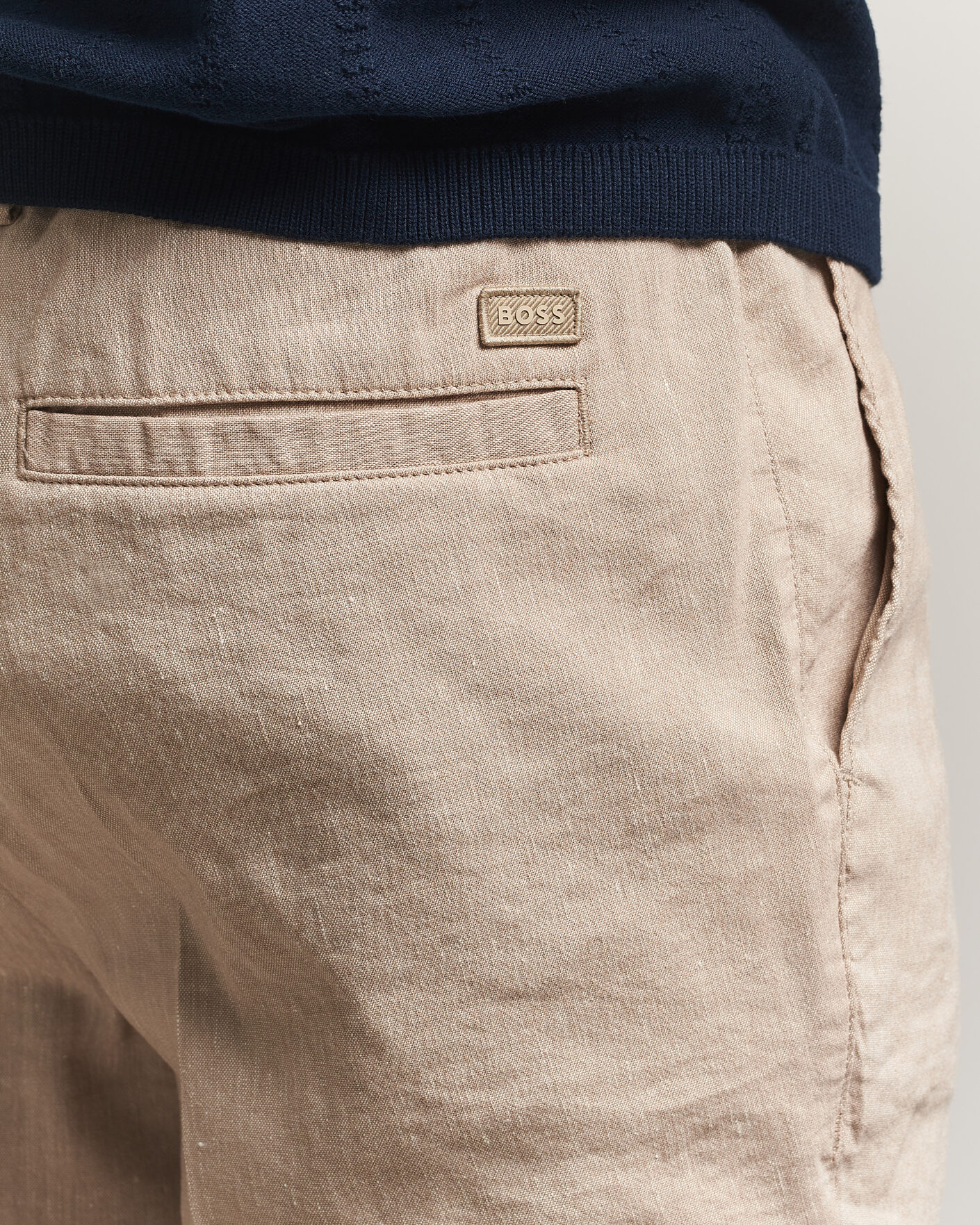 Herre | Shorts | BOSS BLACK | Kane Linen Drawstring Shorts Open Beige