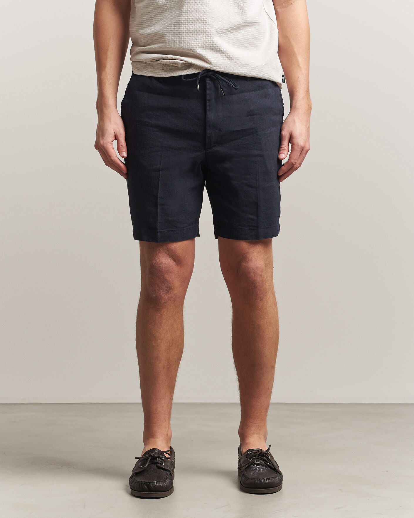 Herre | Shorts | BOSS BLACK | Kane Linen Drawstring Shorts Dark Blue