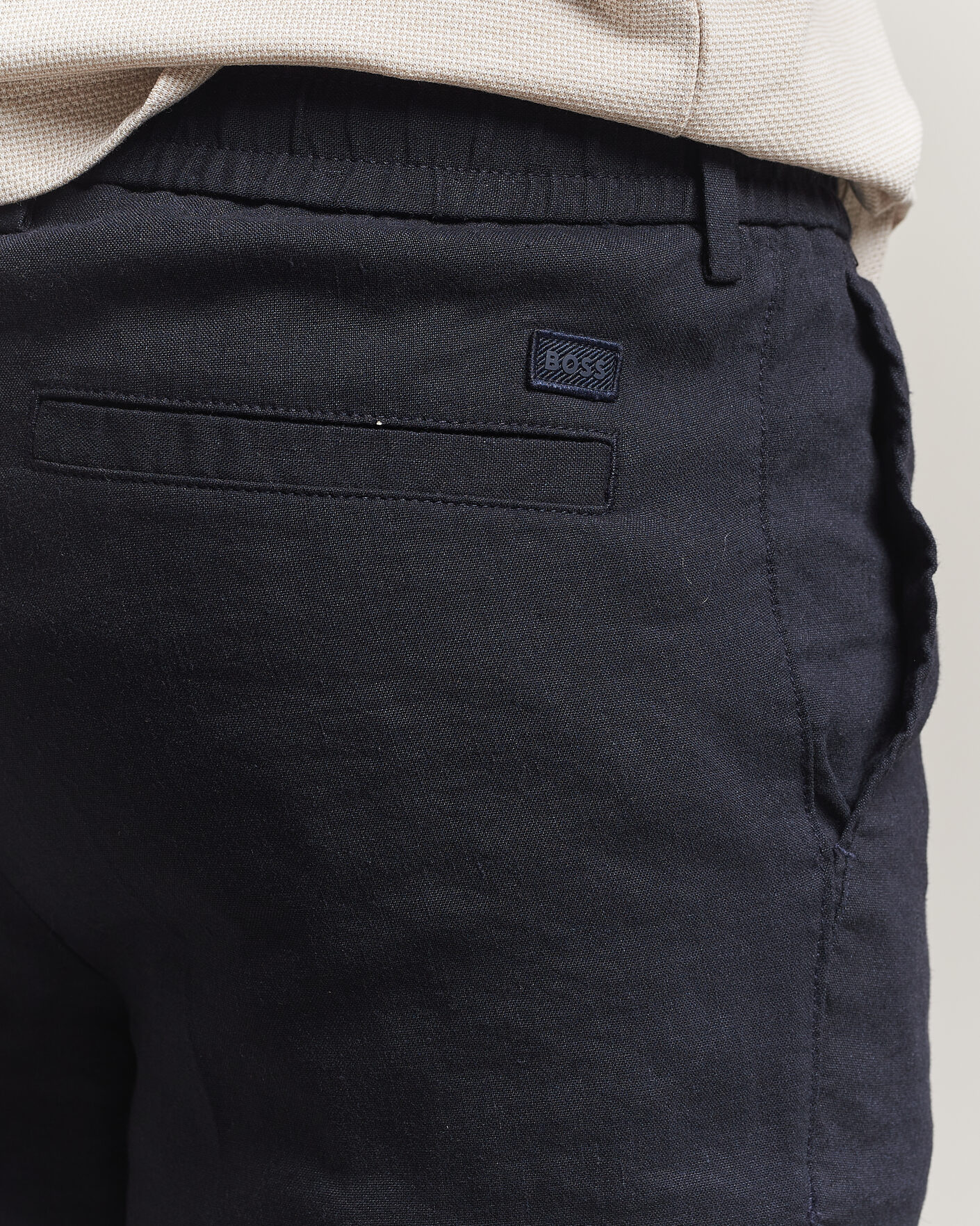 Herre | Shorts | BOSS BLACK | Kane Linen Drawstring Shorts Dark Blue