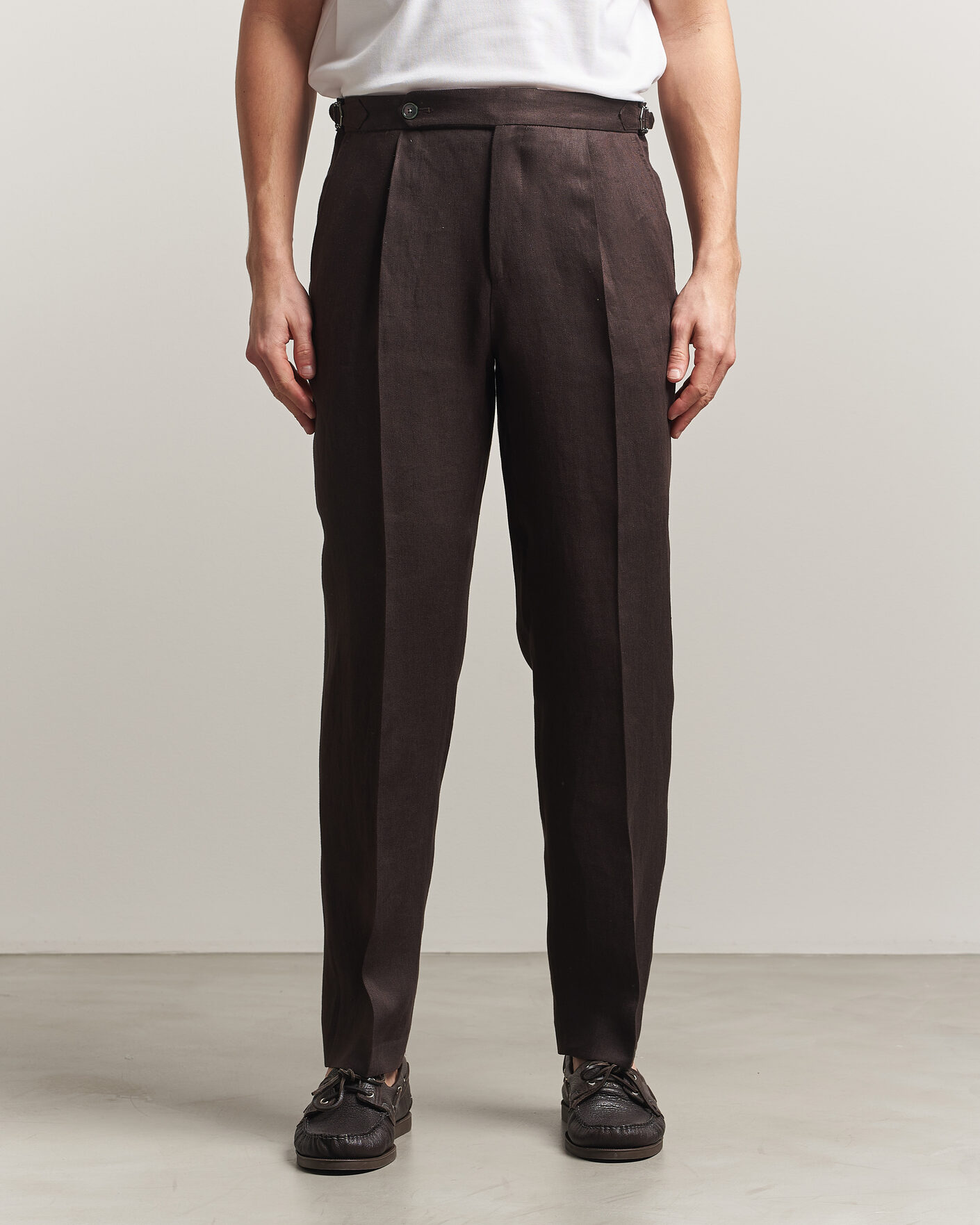 Herre | Bukser | BOSS BLACK | Perino Linen Suit Trousers Dark Brown