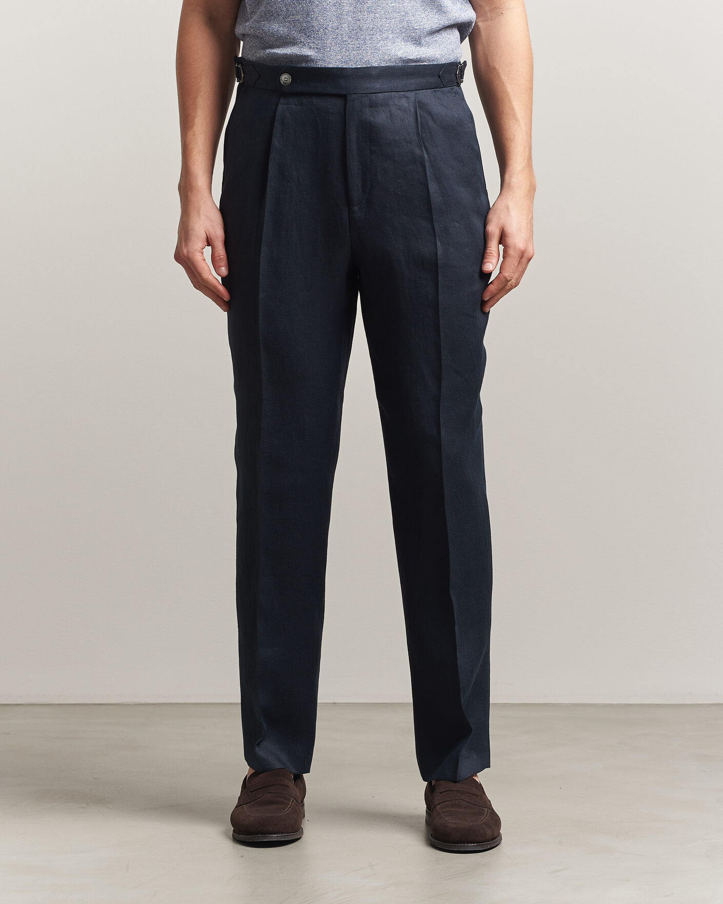 Herre | Bukser | BOSS BLACK | Perino Linen Suit Trousers Dark Blue